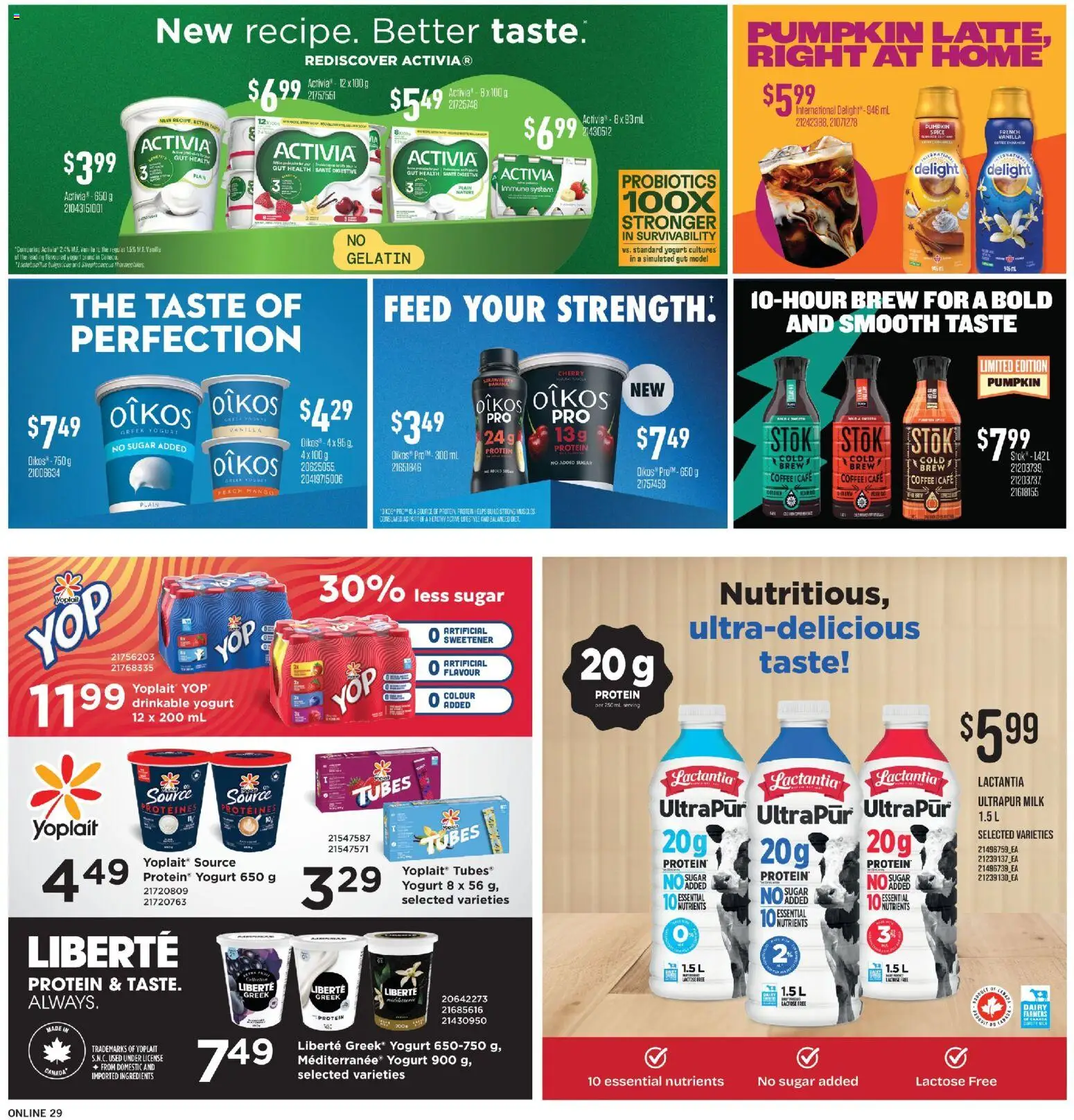 Fortinos flyer valid from Oct 1, 2026 | Page: 28 | Products: Probiotics, Milk, Pumpkin, Bananas