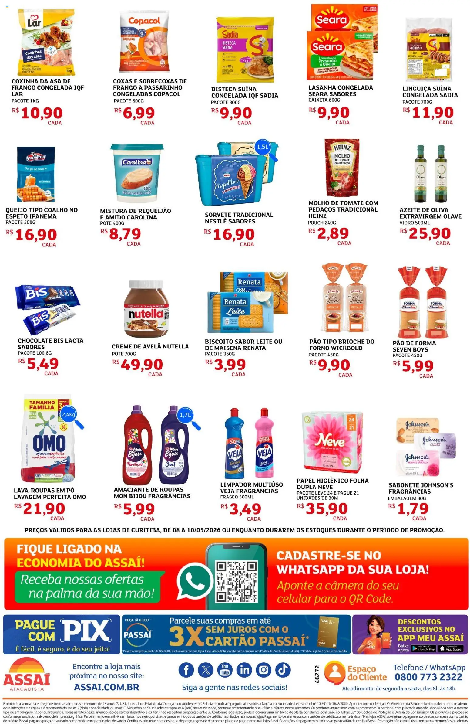 Assaí Atacadista Folheto - válido de 08.05.2026 | Página: 2 | Produtos: Queijo, Chocolate, Frango, Papel higiênico