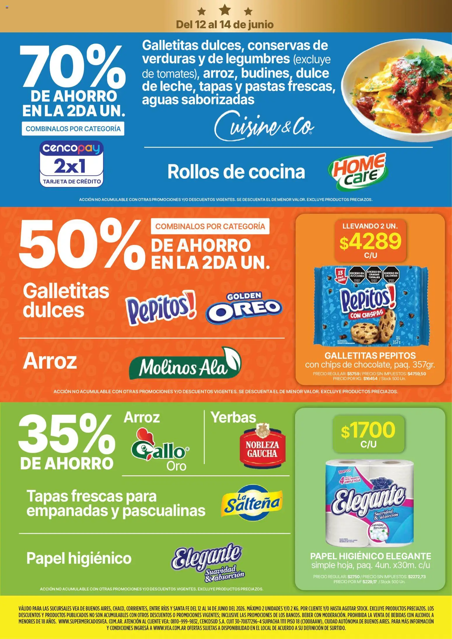Vea - Fin de semana de ahorro │ válido desde el 12.06.2026 | Página: 3 | Productos: Papel higiénico, Cocina, Galletitas, Arroz