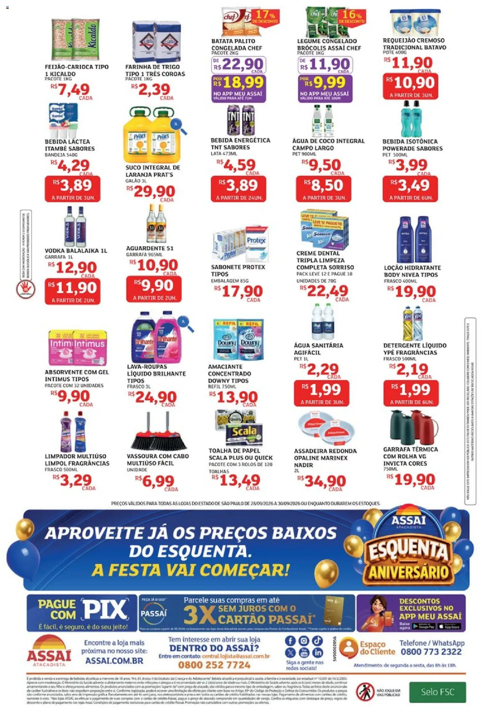 Assaí Atacadista Folheto - válido de 28/09/2026 | Página: 2 | Produtos: Farinha, Bebida energética, Vodka, Bebida