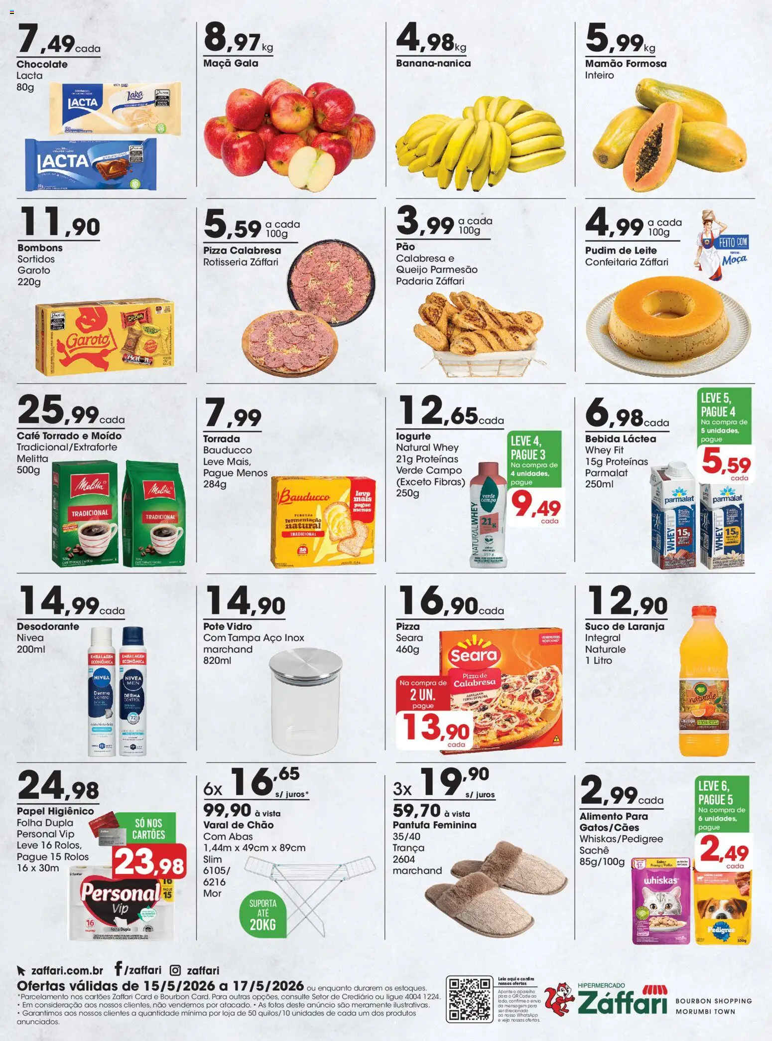 Zaffari Folheto - válido de 15.05.2026 | Página: 2 | Produtos: Forno, Leite, Pizza, Queijo parmesão