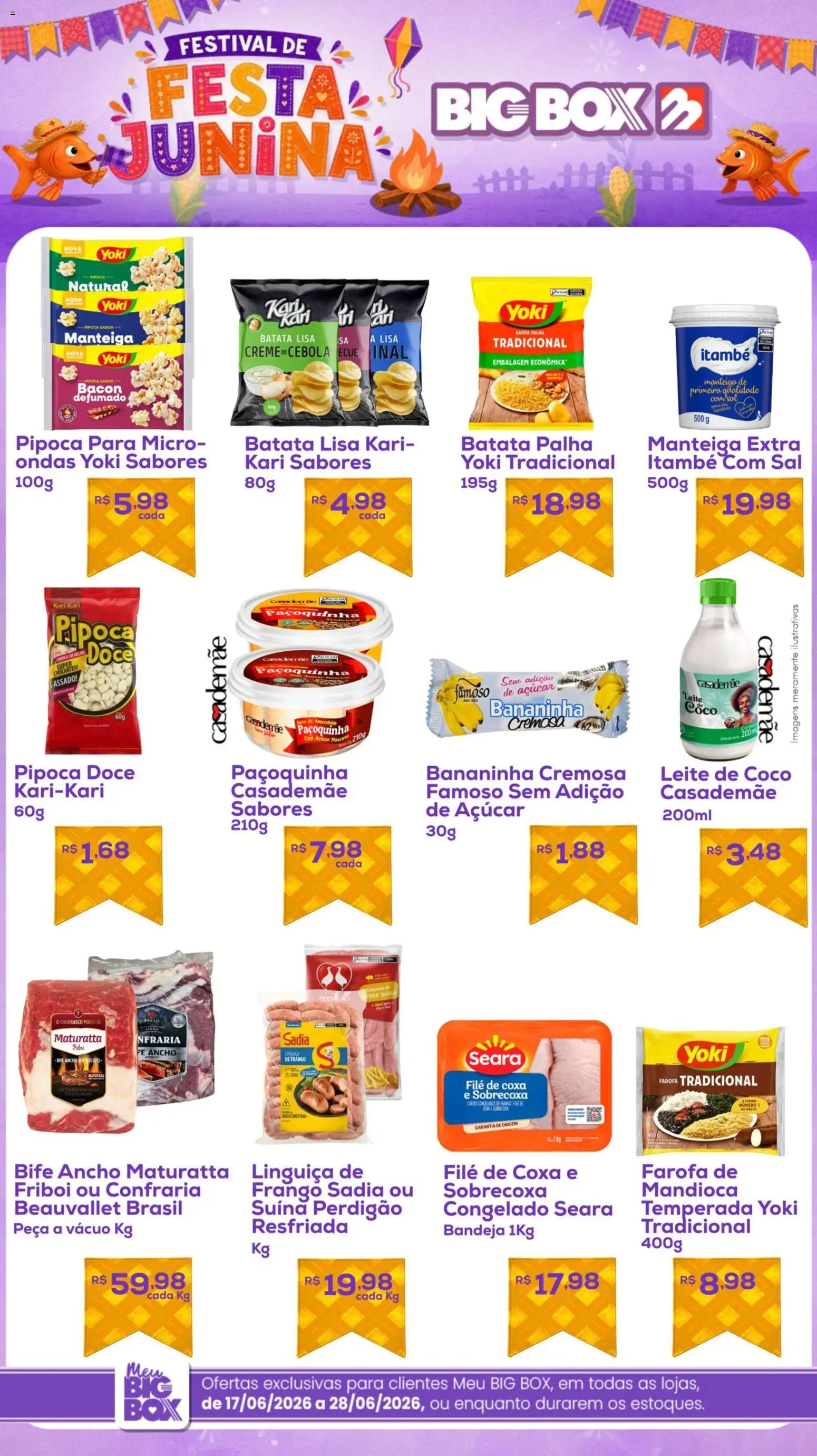 Big Box Folheto - válido de 17.06.2026 | Página: 2 | Produtos: Cebola, Linguiça, Açúcar mascavo, Sal