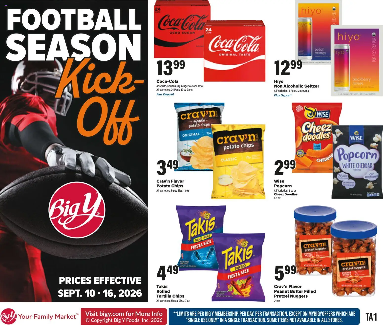 Big Y Weekly Ad - valid from 09/10/2026 | Page: 3 | Products: Popcorn, Tortilla chips, Sugar, Mango