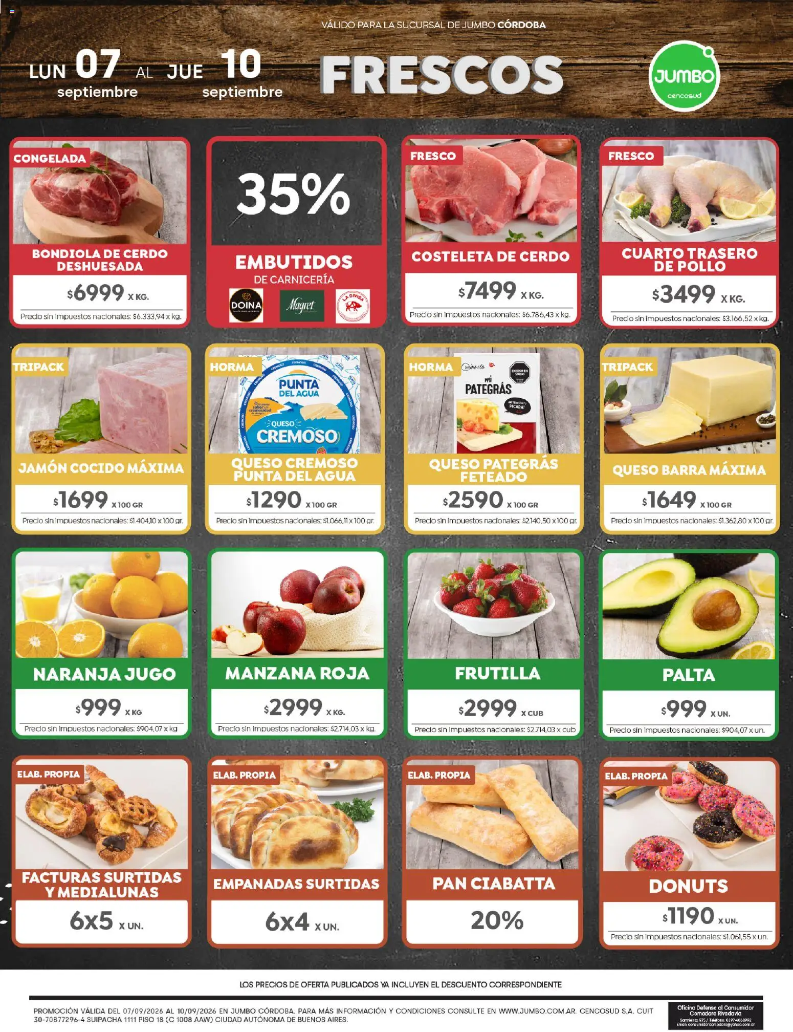 Jumbo - Ofertas | Córdoba │ válido desde el 07/09/2026 | Página: 1 | Productos: Teléfono, Embutidos, Pollo, Agua