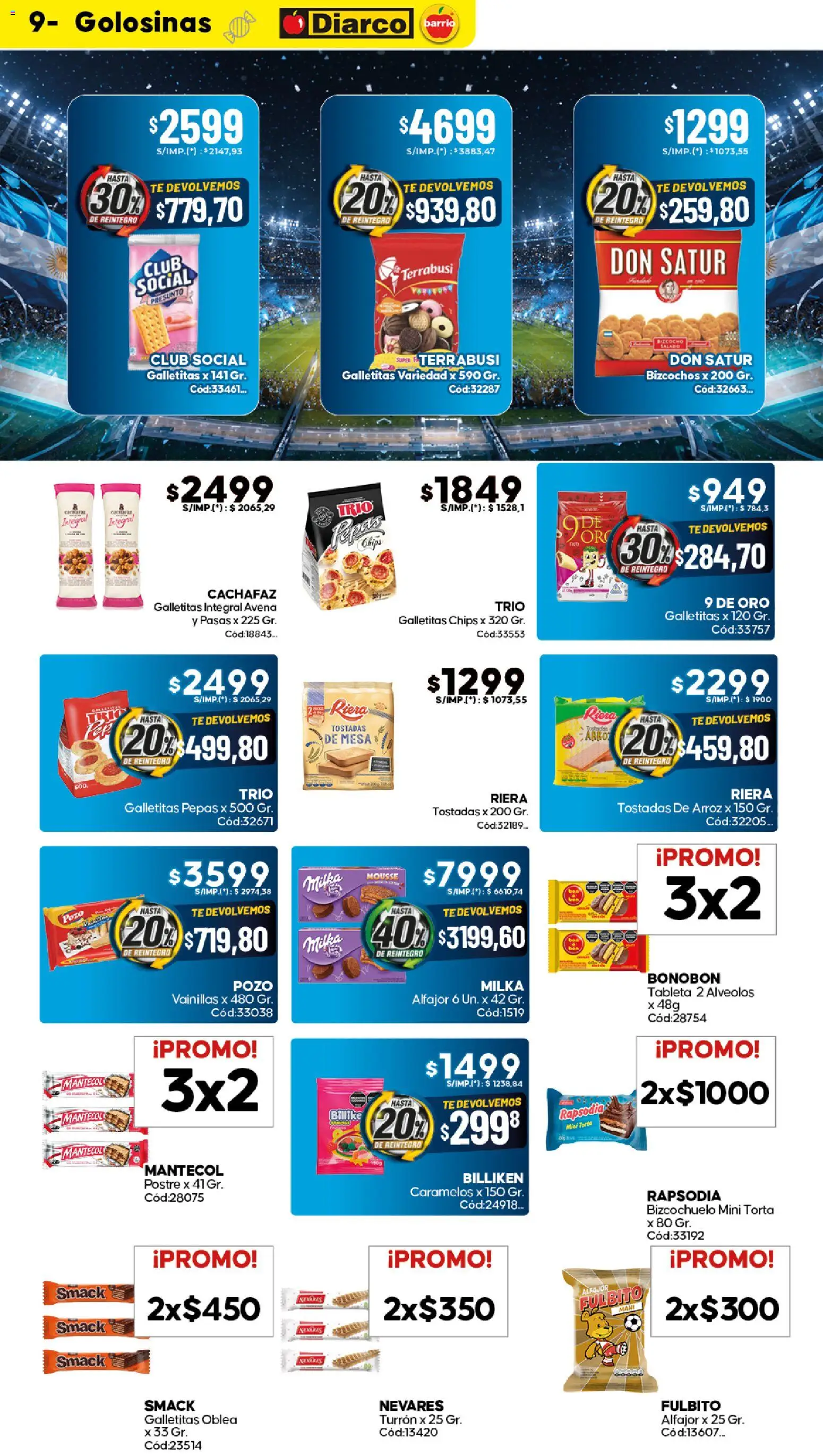Diarco - Ofertas Diarco Barrio │ válido desde el 01.06.2026 | Página: 9 | Productos: Galletitas, Mesa, Mousse, Golosinas