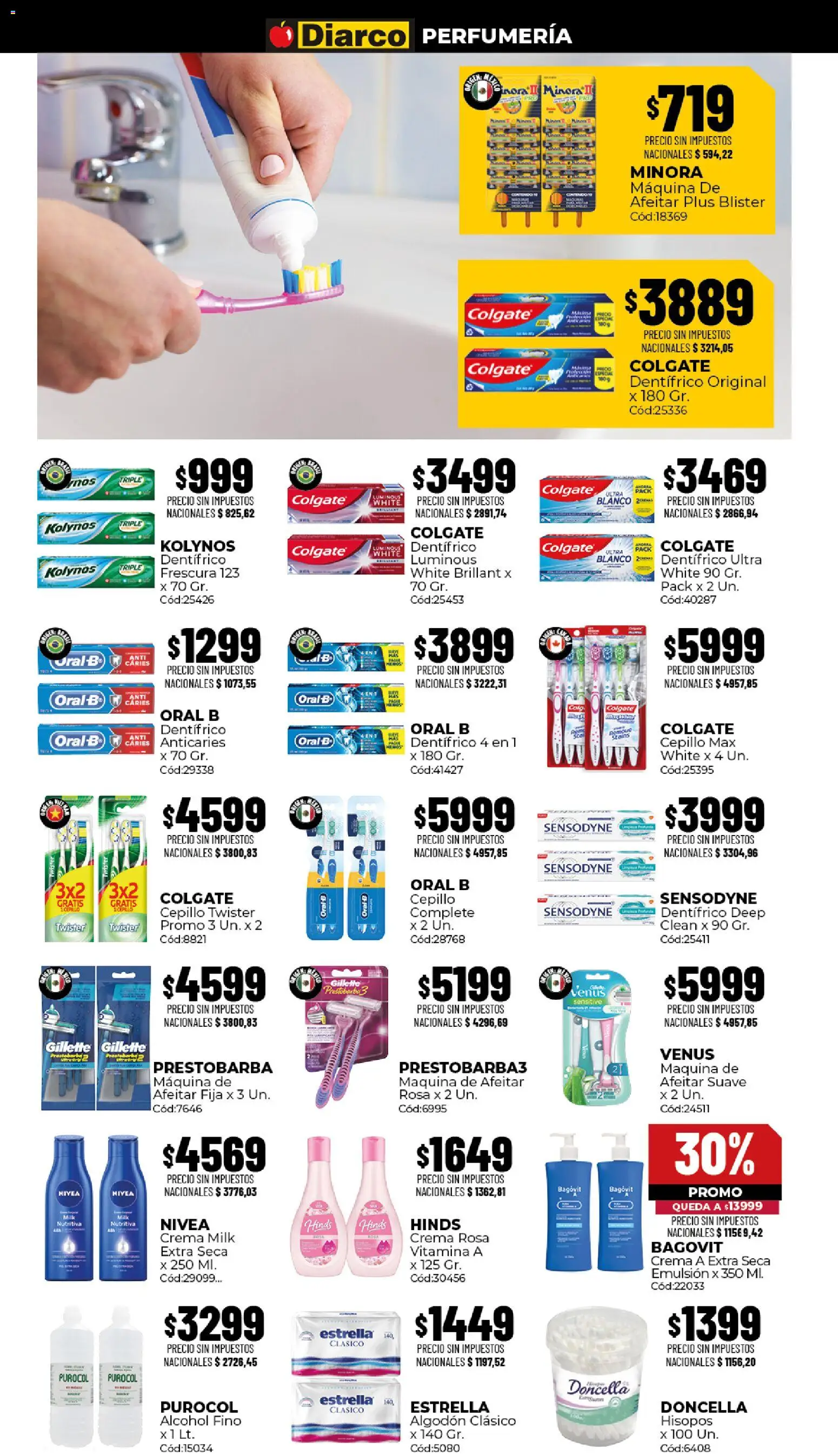 Diarco - Ofertas Gba │ válido desde el 03/08/2026 | Página: 14 | Productos: Algodón, Maquina de afeitar, Cepillo, Crema