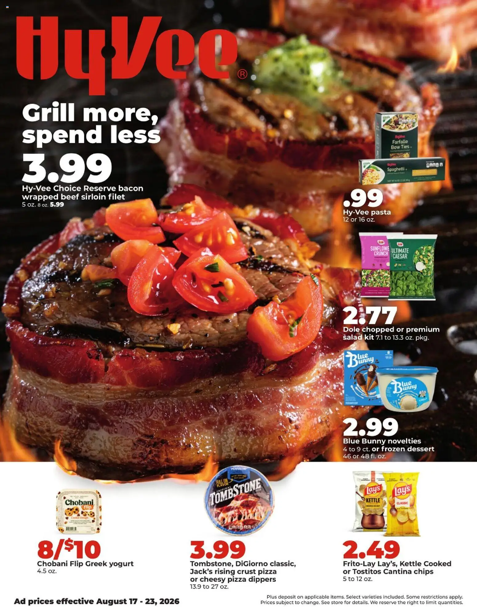 HyVee Weekly Ad - valid from 08/17/2026 | Page: 1 | Products: Beef, Salad, Beef sirloin, Grill