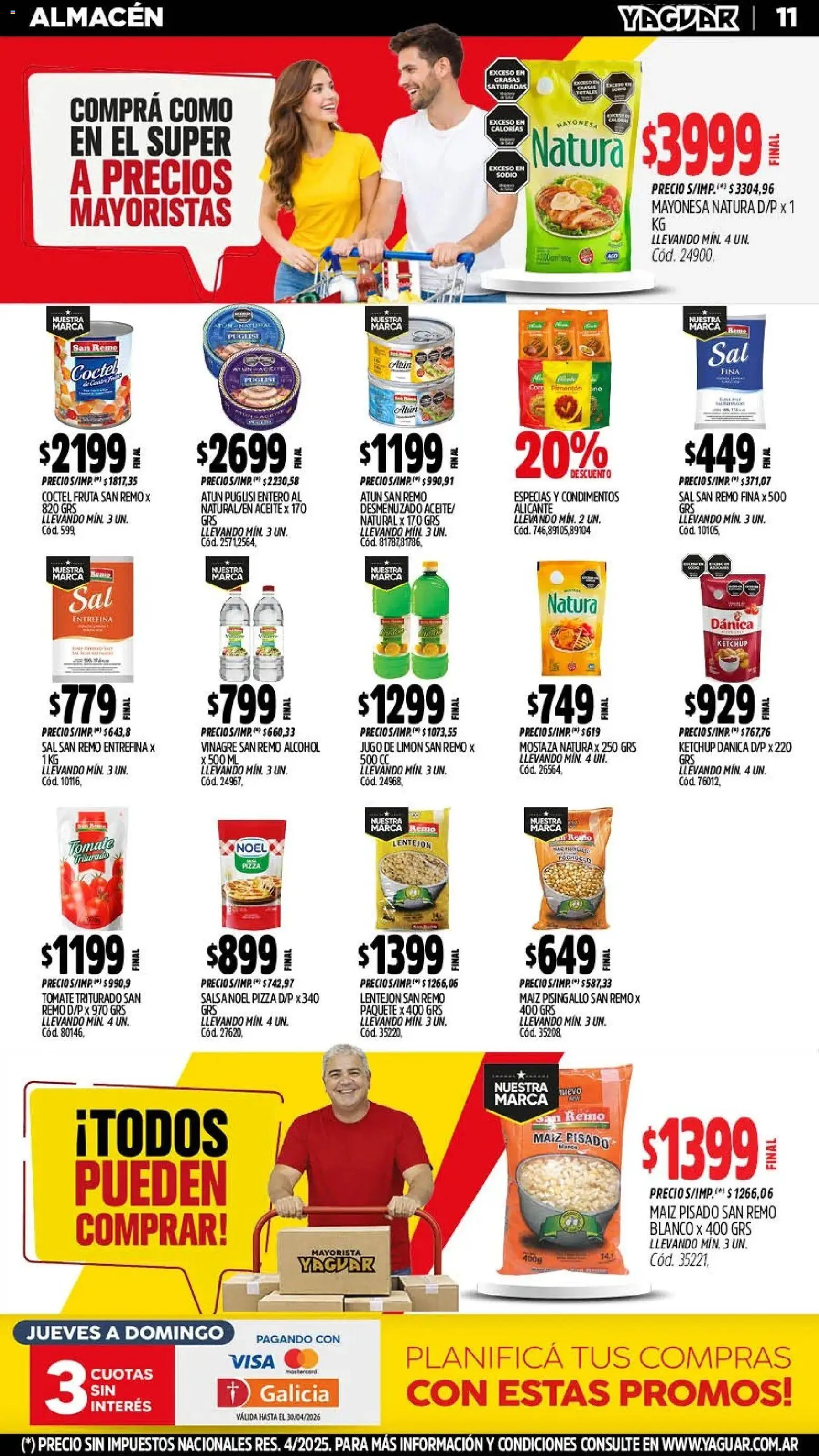 Yaguar - Oferta Semanal Santa Fé │ válido desde el 11.05.2026 | Página: 11 | Productos: Mayonesa, Sal, Atún, Pimentón