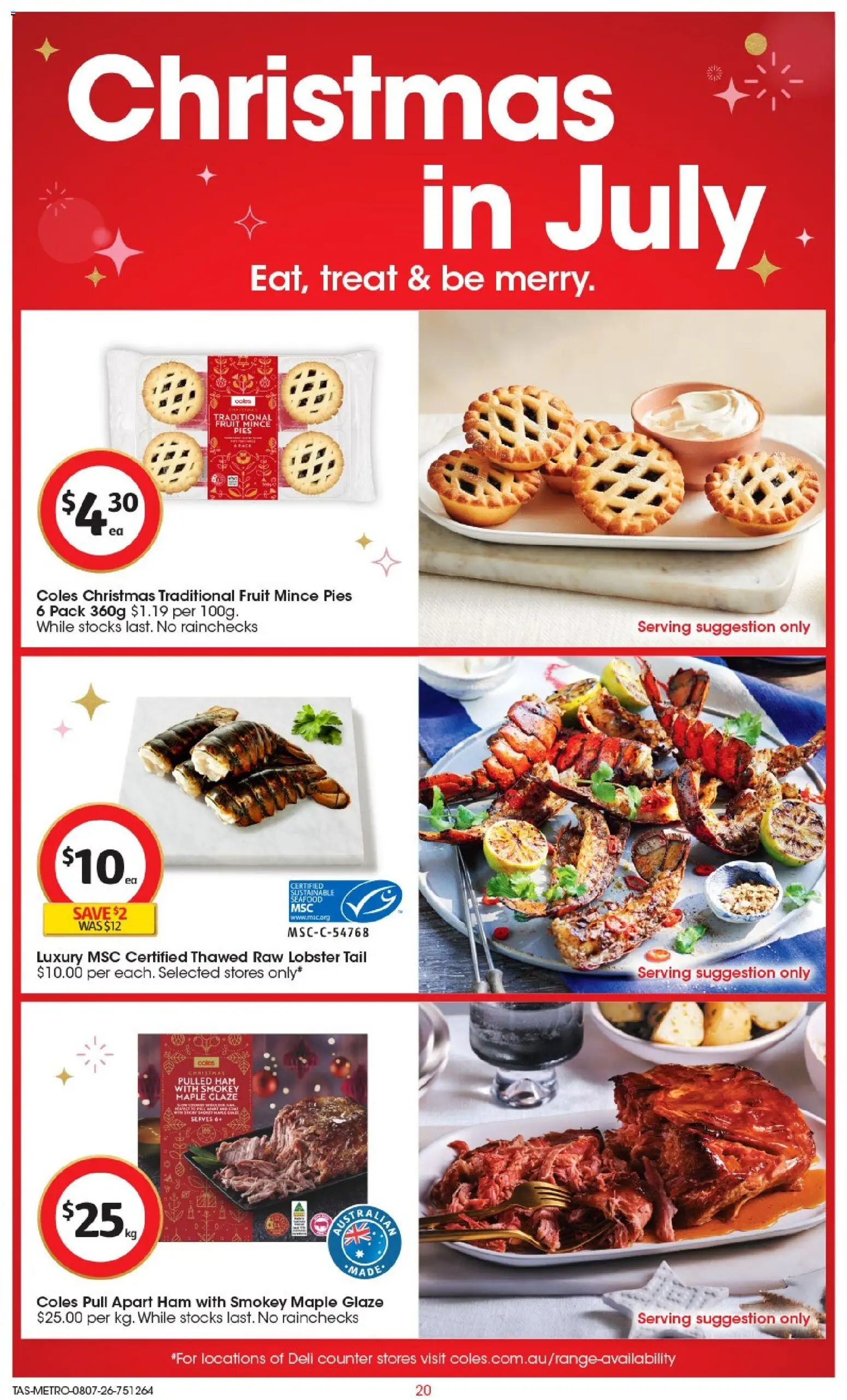 Coles catalogue - valid from 08/07/2026 | Page: 20 | Products: Ham, Lobster, Sustainable, Seafood