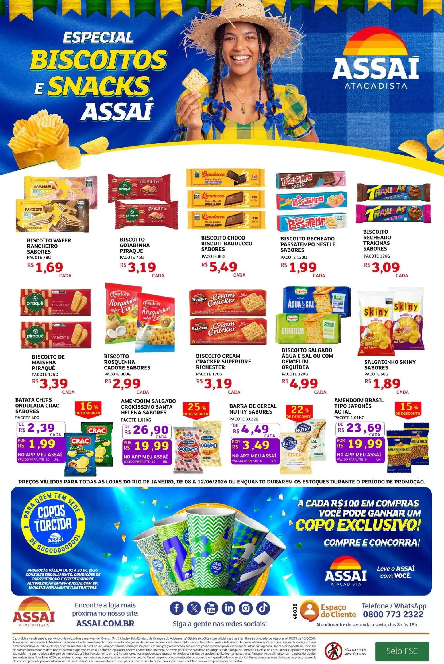 Assaí Atacadista Folheto - válido de 08.06.2026 | Página: 4 | Produtos: Coco, Pneus, Telefone, Cream cracker