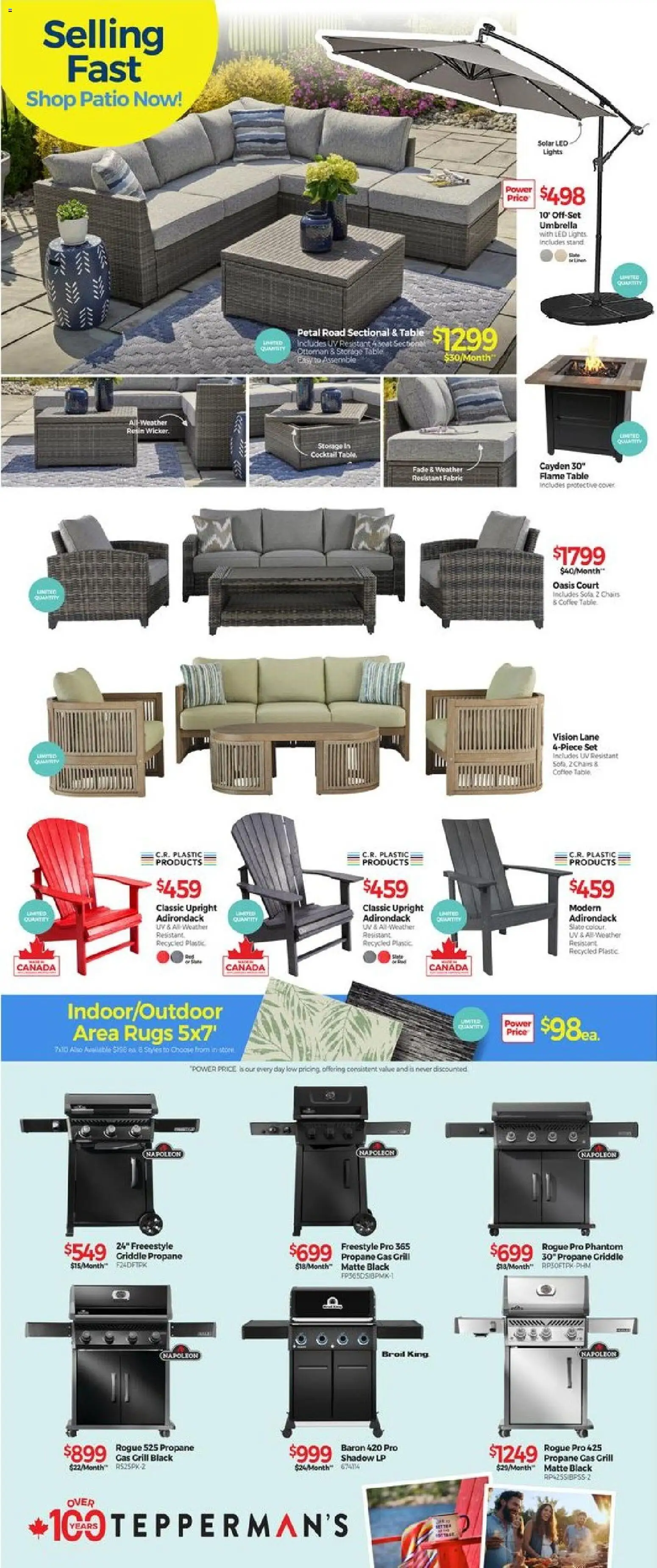 Tepperman's flyer valid from Jul 17, 2026 | Page: 8 | Products: Umbrella, Grill, Table, Cocktail