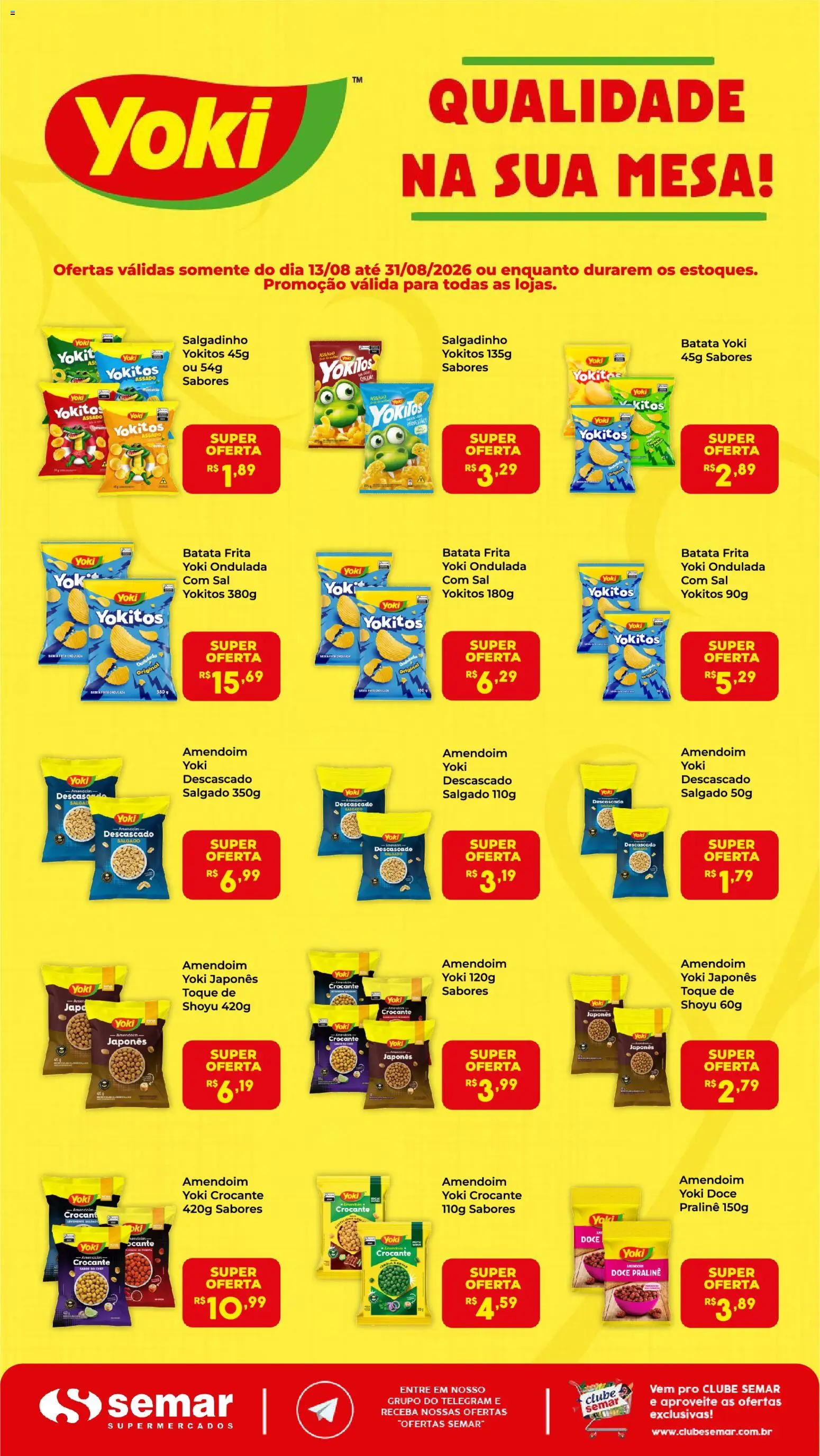 Semar Supermercado Folheto - válido de 13/08/2026 | Página: 1 | Produtos: Mesa, Doce, Batata, Sal