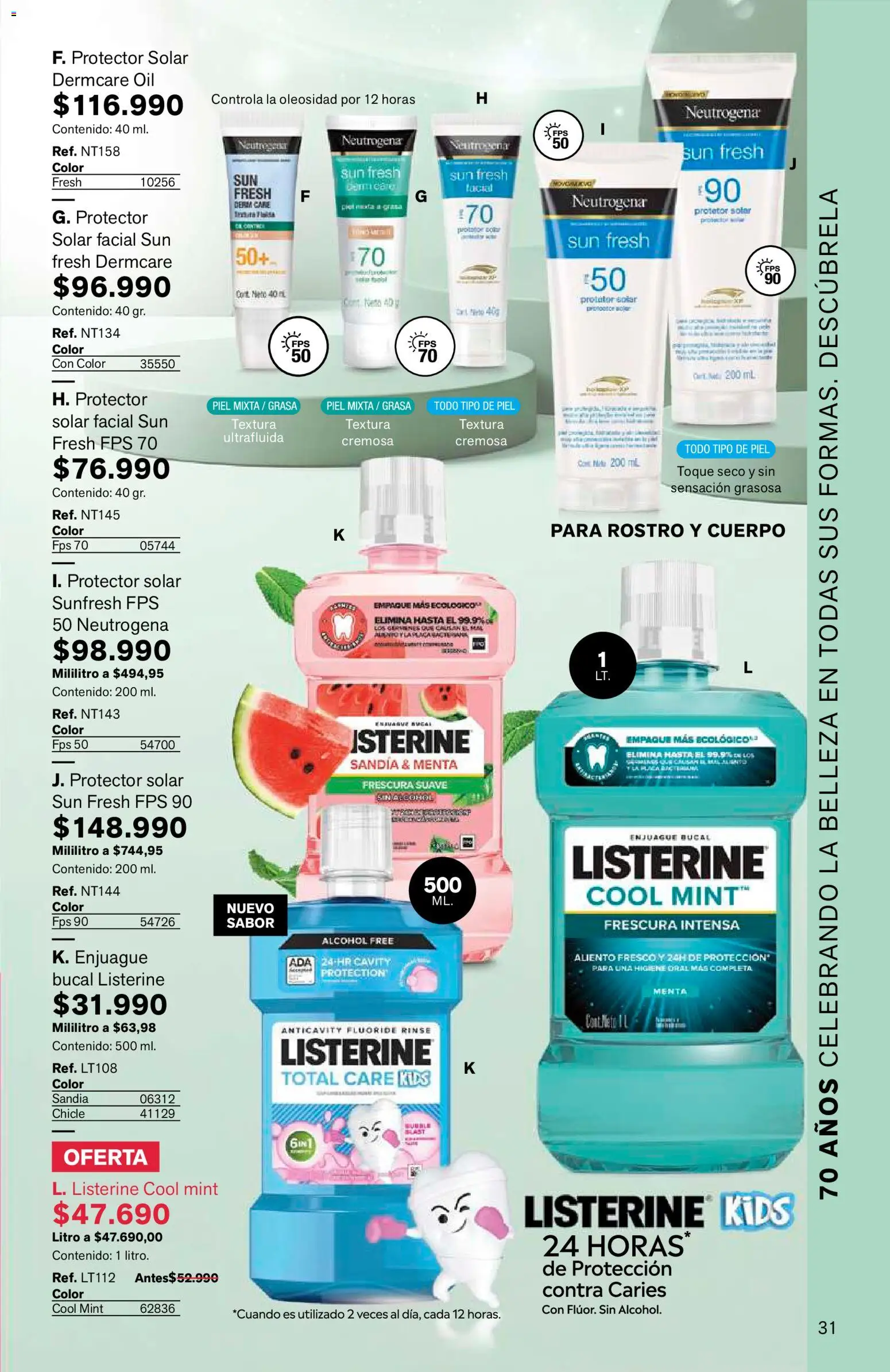 Leonisa revista - valida desde el 15/07/2026 | Página: 31 | Productos: Chicle, Protector solar, Enjuague bucal, Tintura