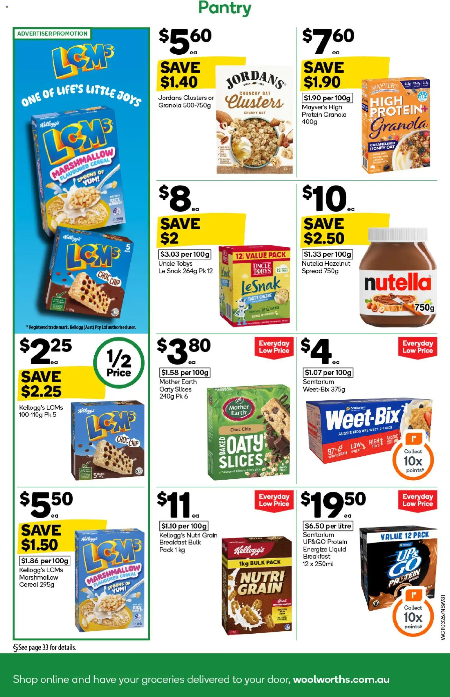 Woolworths catalogue - valid from 11.03.2026 | Page: 31 | Products: Honey, Nutella, Cereal, Sugar