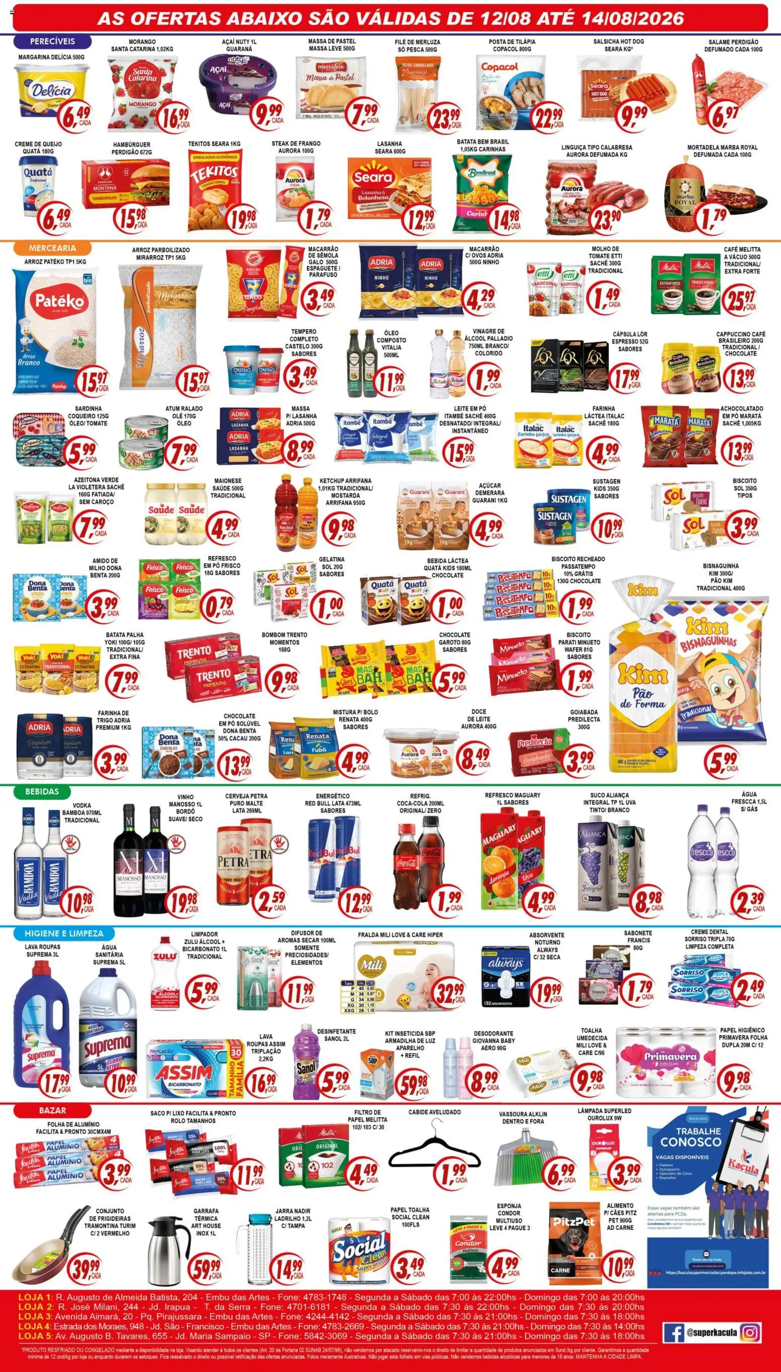 Kaçula Folheto - válido de 12/08/2026 | Página: 2 | Produtos: Mostarda, Salame, Milho, Leite em pó