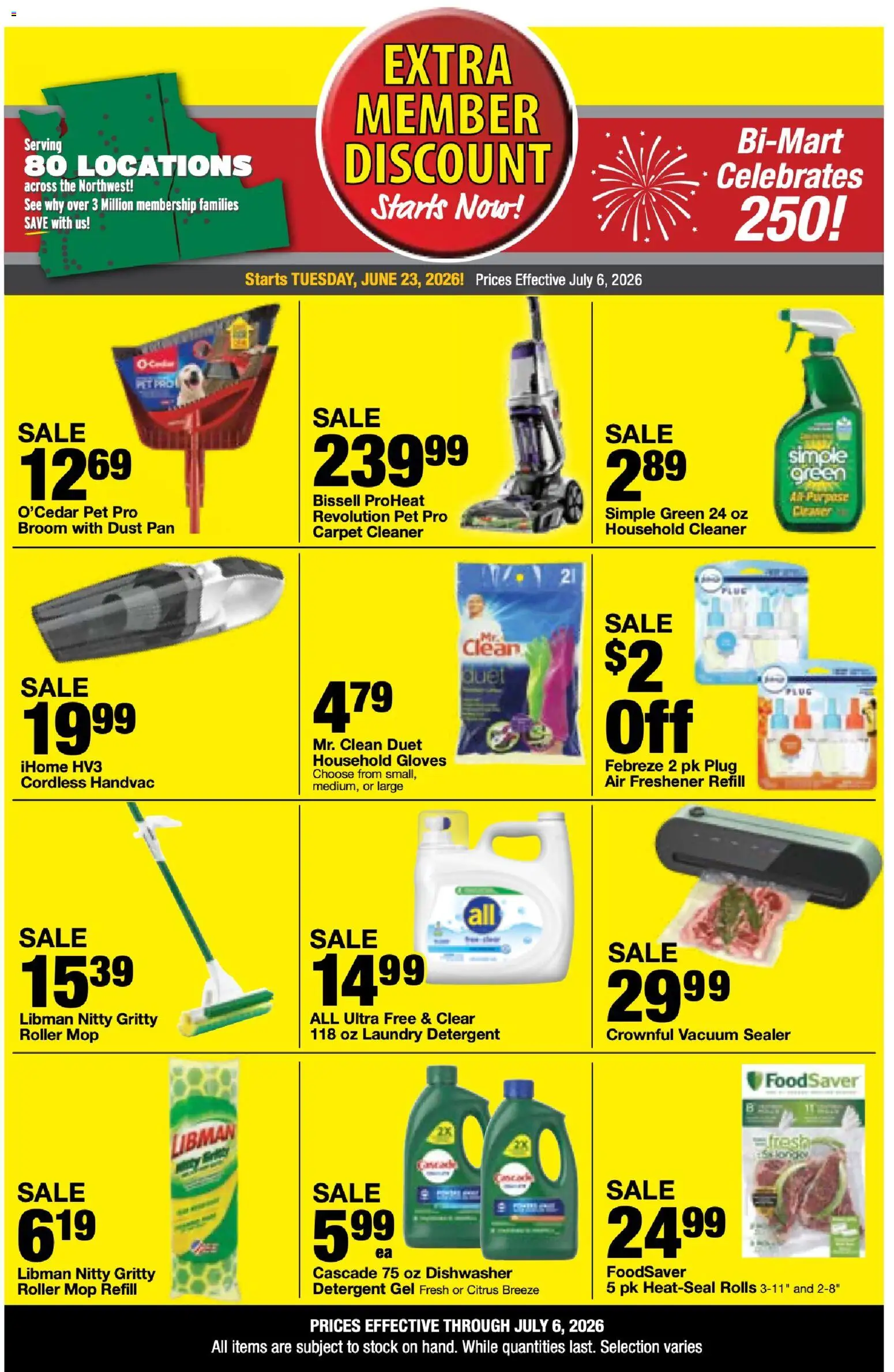 Bi-Mart Extra Member Discount - valid from 06/23/2026 | Page: 3 | Products: Vacuum, Detergent, Vacuum Sealer, Dishwasher