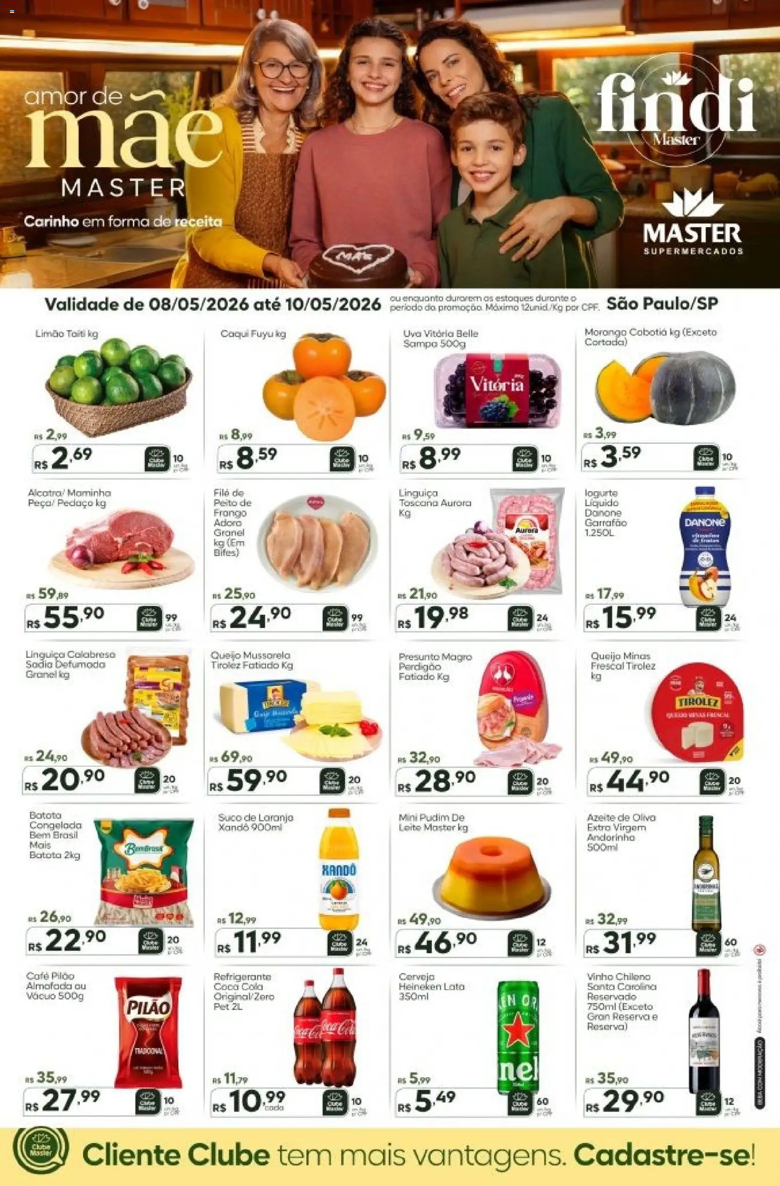 Master Folheto - válido de 08.05.2026 | Página: 1 | Produtos: Linguiça, Leite, Queijo, Refrigerante