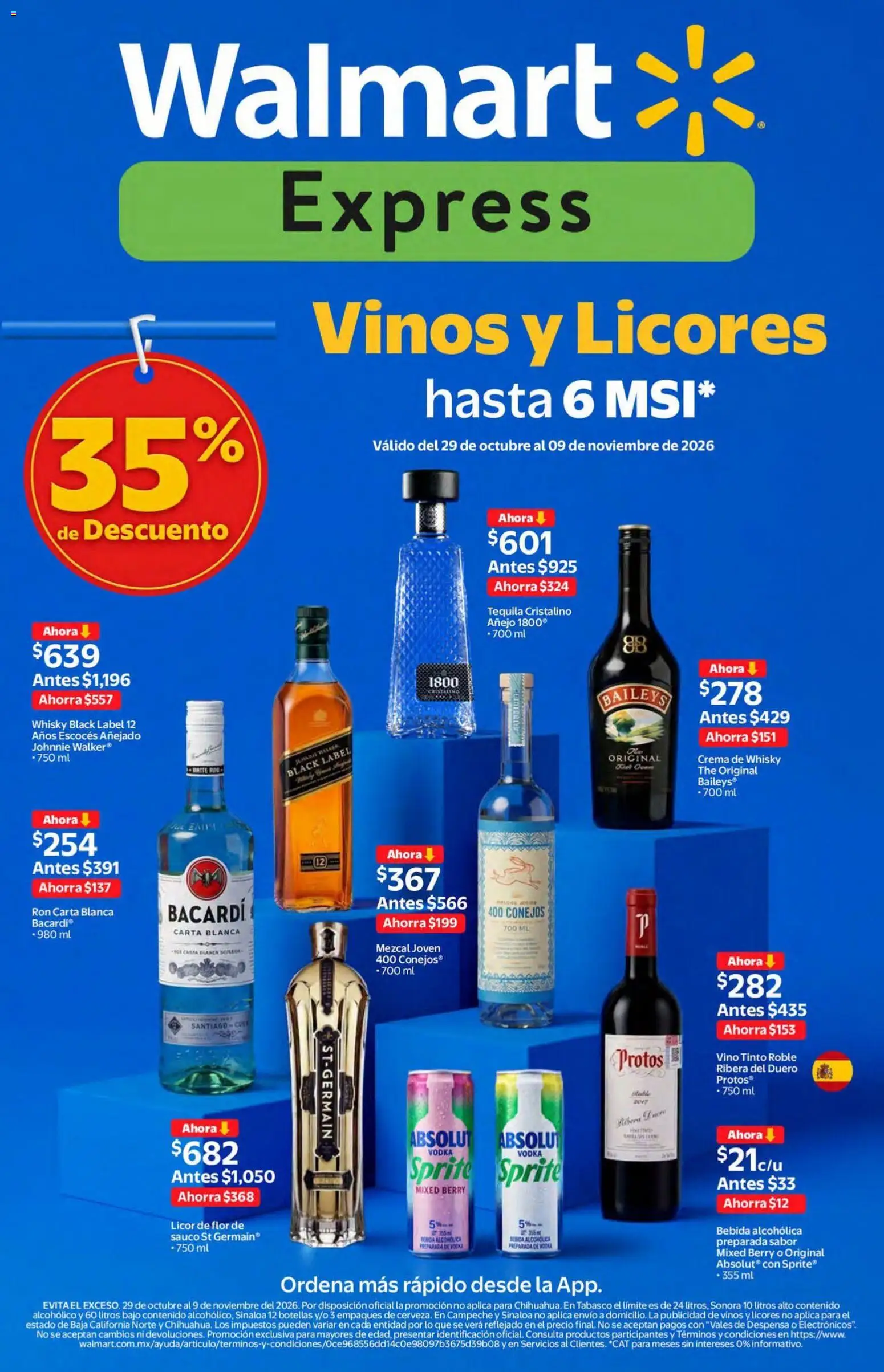 Nuevas ofertas de Walmart Express válidas en toda la República Mexicana desde el 29/10/2026. ¡Encuentra las mejores ofertas en Walmart Express folleto Vinos y Licores! | Página: 1