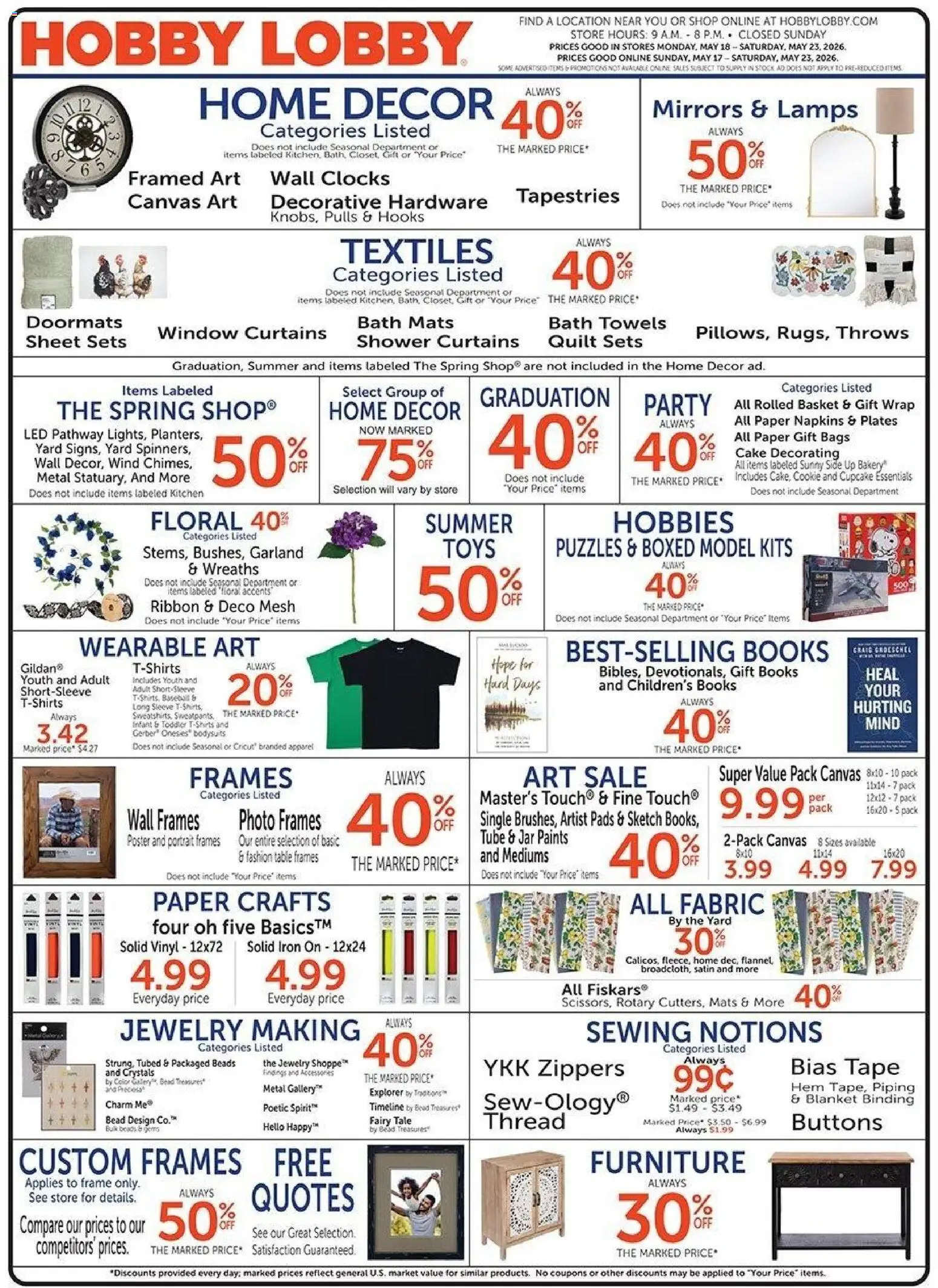 Hobby Lobby Weekly Ad - valid from 17.05.2026 | Page: 1