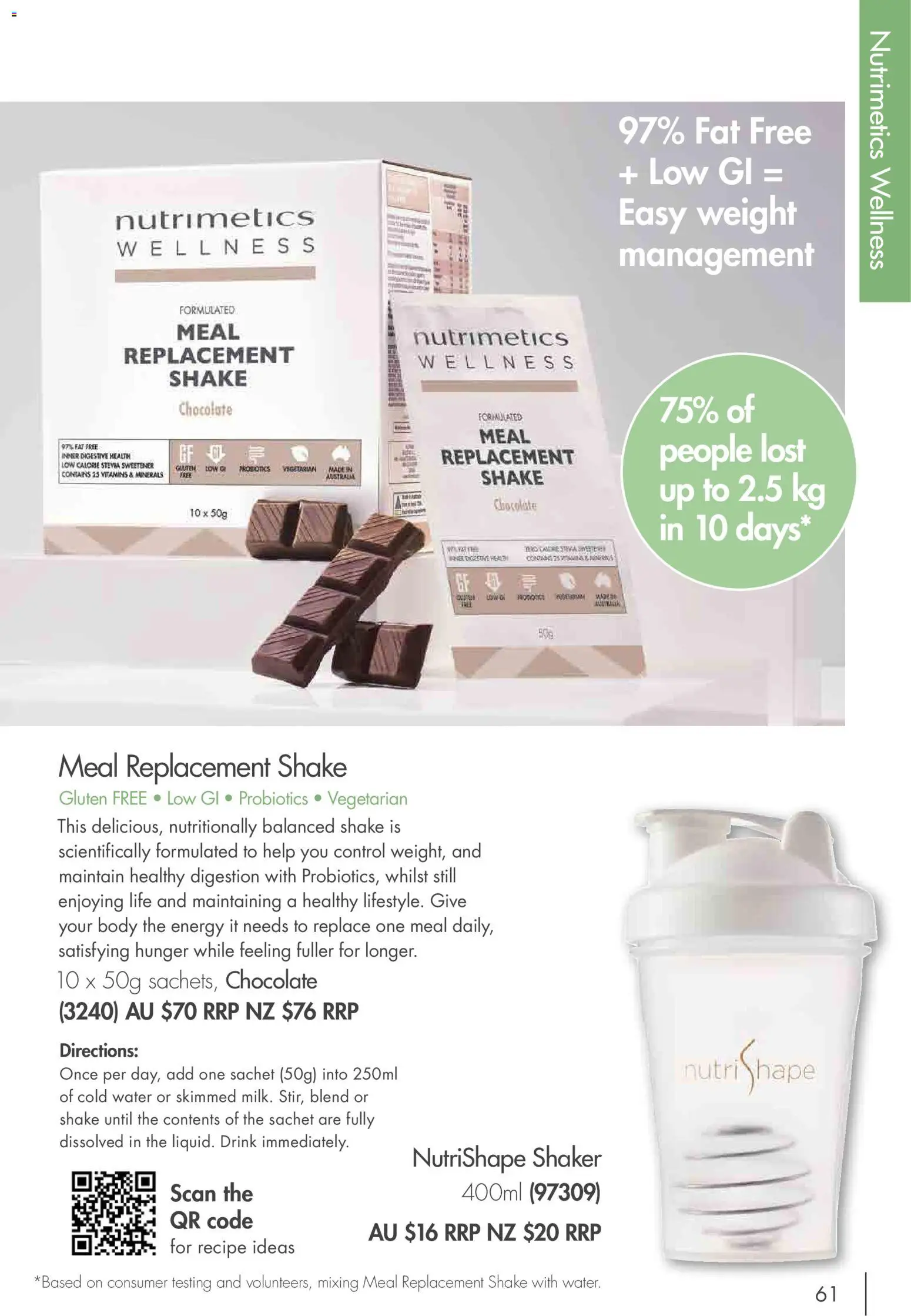 Nutrimetics catalogue - valid from 01/01/2026 | Page: 61 | Products: Chocolate, Probiotics, Water, Weight