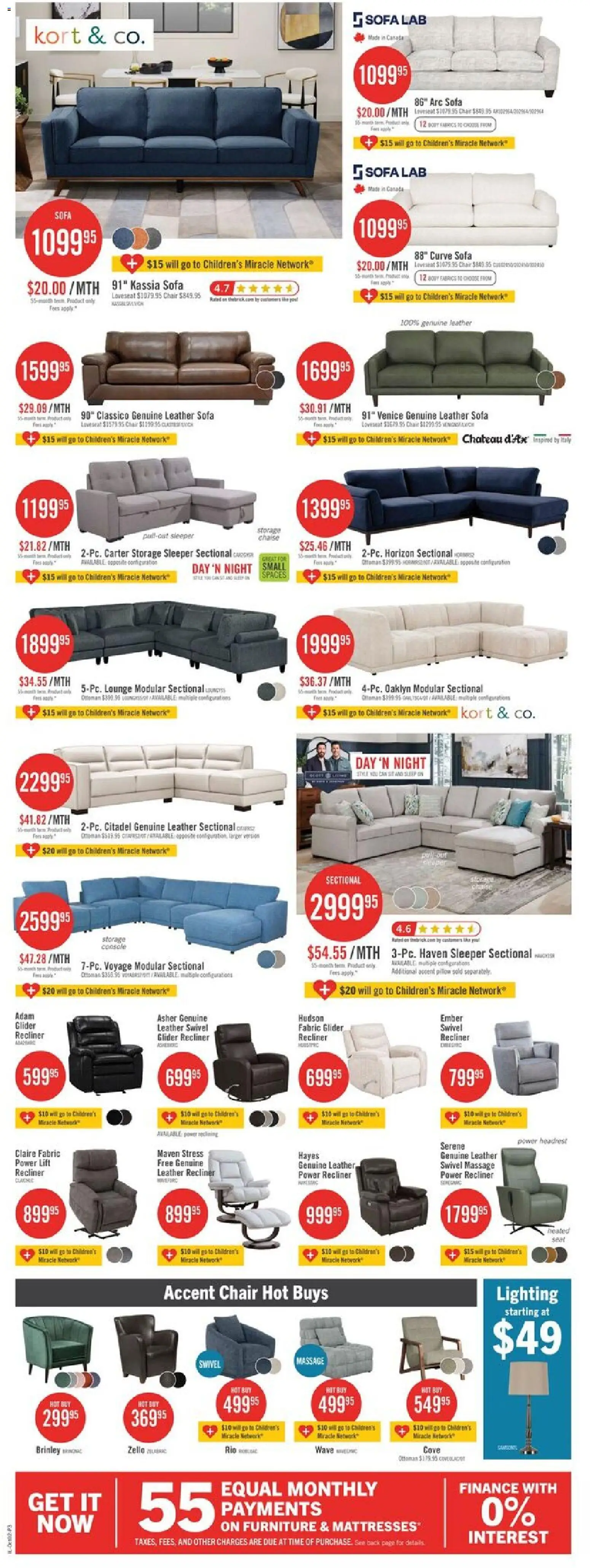 The Brick flyer valid from Sep 29, 2026 | Page: 6 | Products: Mattresses, Sofa, Chair, Lighting