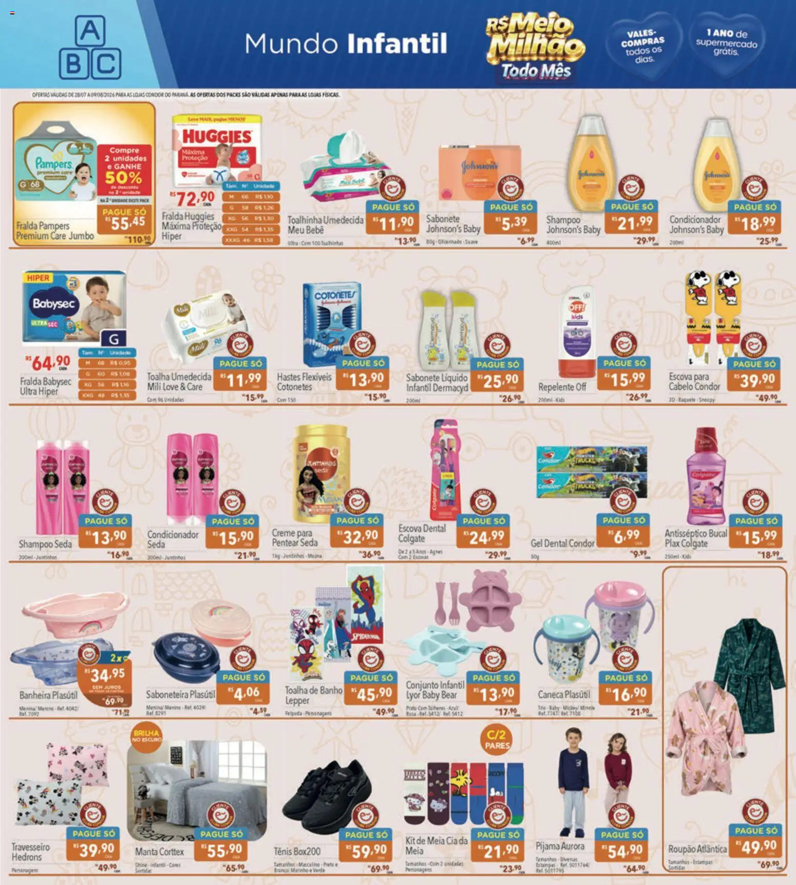 Supermercados Condor Folheto - válido de 28/07/2026 | Página: 23 | Produtos: Shampoo, Caneca, Toalha de banho, Roupão