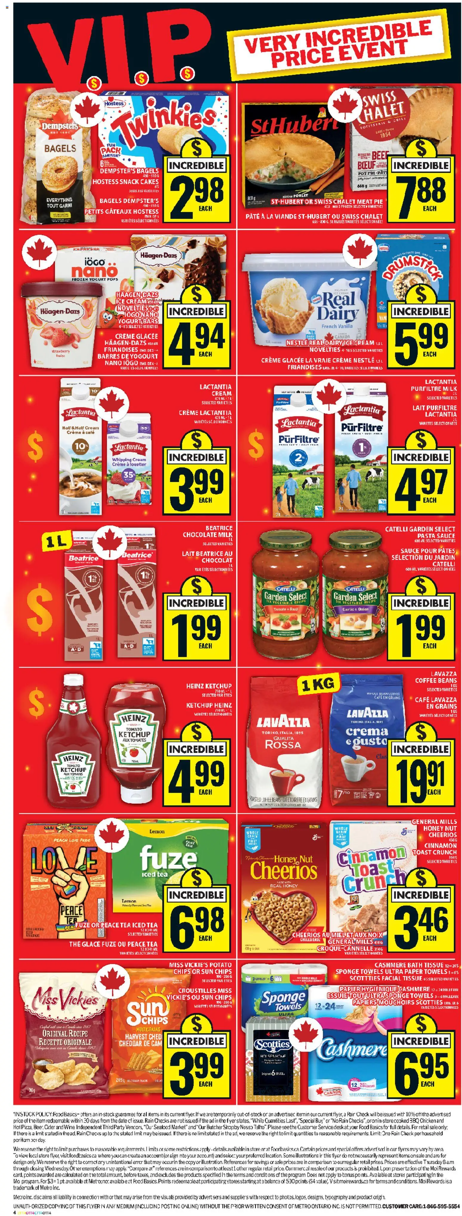 Food Basics flyer valid from 07.05.2026 | Page: 3 | Products: Tea, Chips, Sponge, Milk
