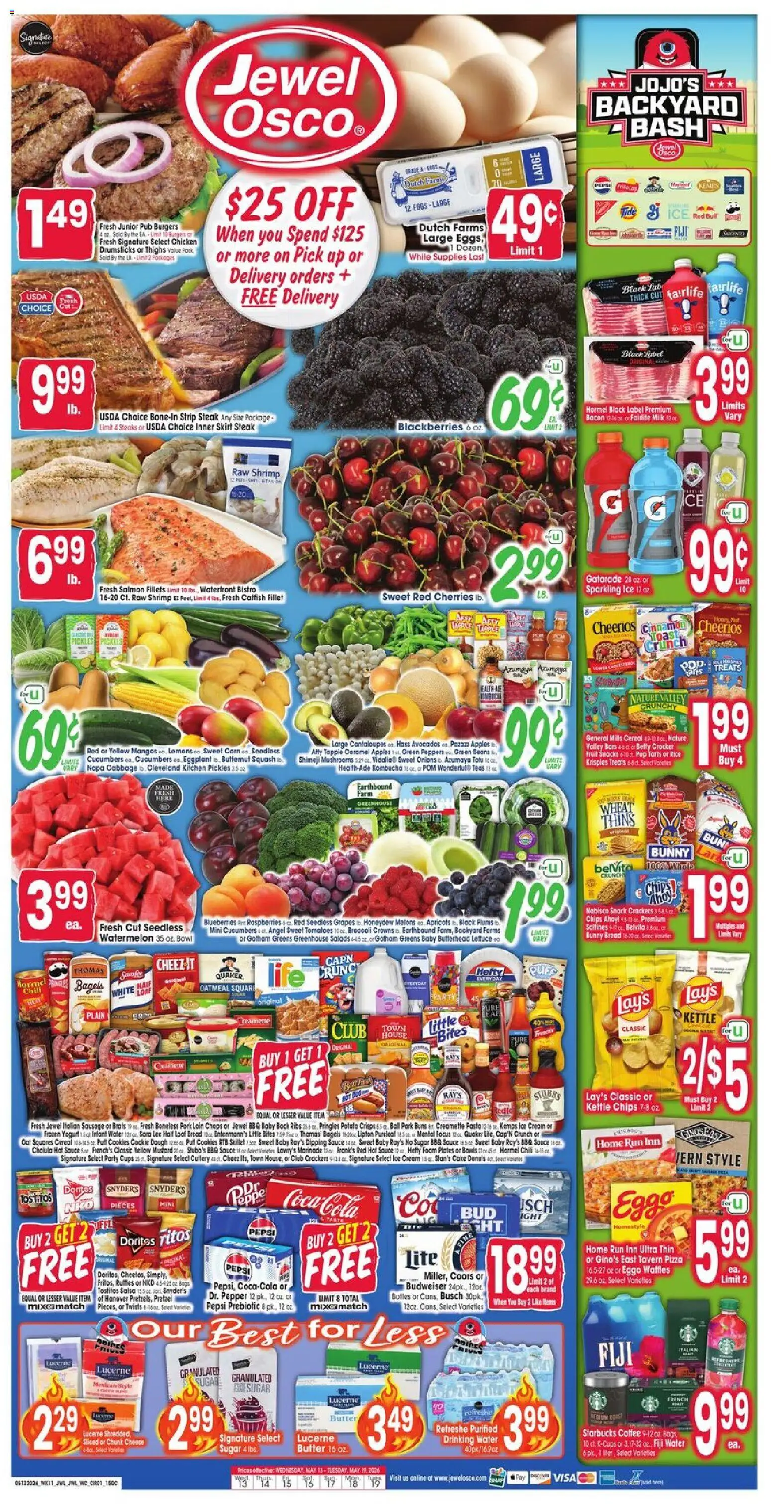 Jewel Osco Weekly Ad - valid from 13.05.2026 | Page: 1 | Products: Lettuce, Eggs, Apples, Tomatoes