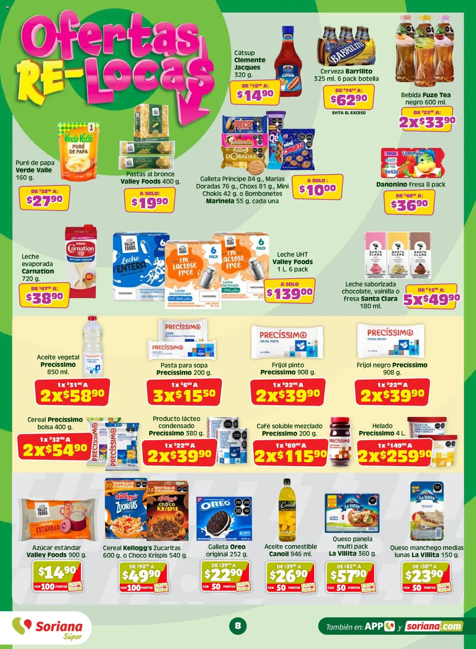 Nuevas ofertas de Soriana válidas en toda la República Mexicana desde el 05.06.2026. ¡Encuentra las mejores ofertas en Soriana Julio Regalado Súper Nacional! | Página: 8 | Productos: Papa, Leche, Queso, Pasta