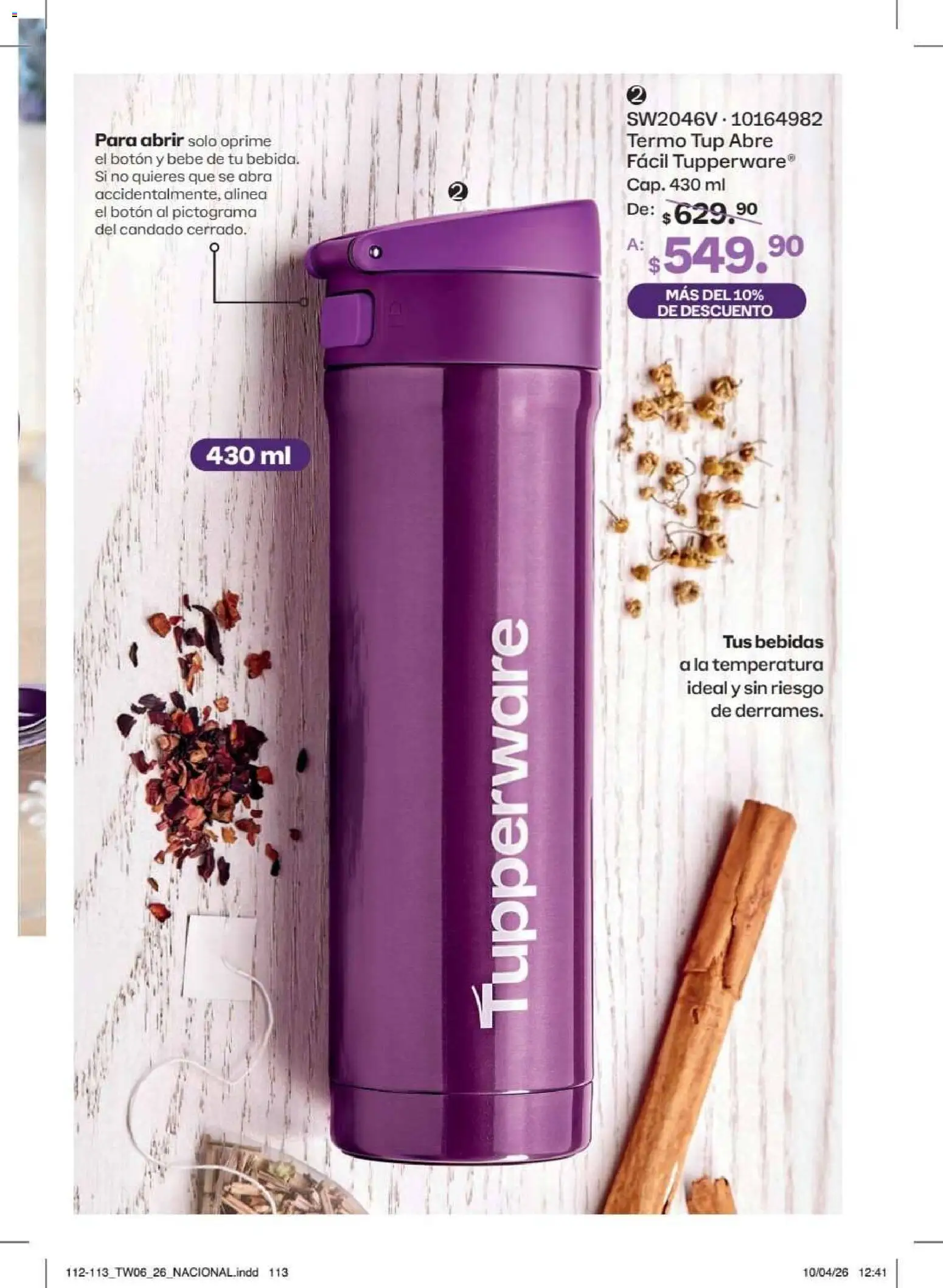 Nuevas ofertas de Tupperware válidas en toda la República Mexicana desde el 18.05.2026. ¡Encuentra las mejores ofertas en Tupperware catálogo! | Página: 113 | Productos: Candado, Termo