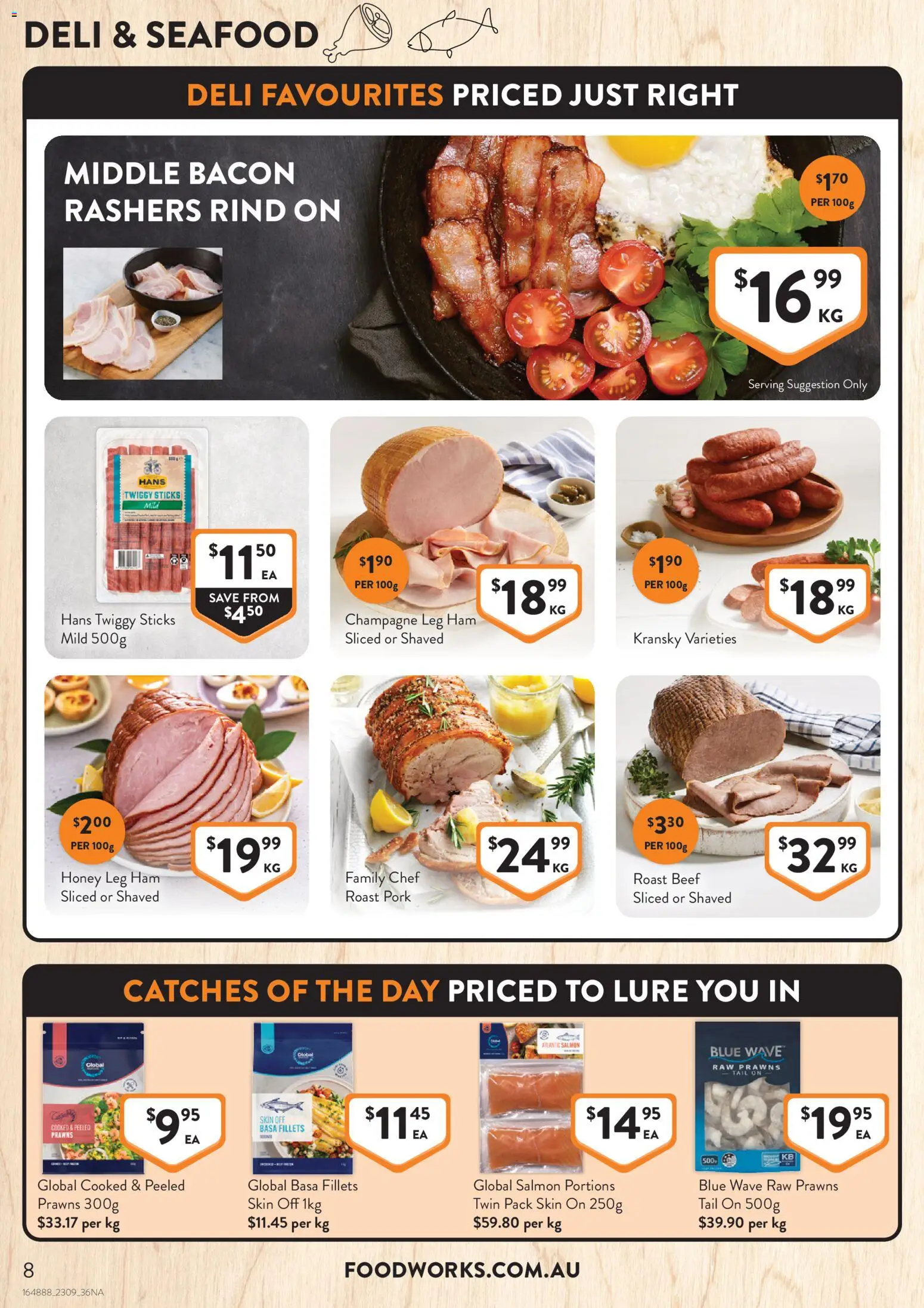 Foodworks catalogue - valid from 16/09/2026 | Page: 8 | Products: Champagne, Bacon, Ham, Seafood