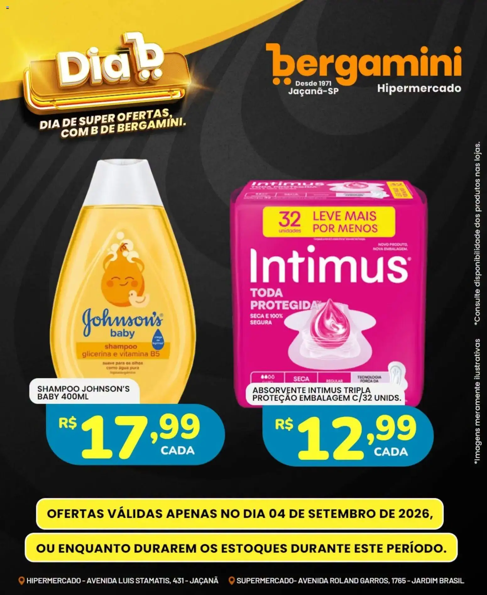 Supermercado Bergamini Folheto - válido de 04/09/2026 | Página: 15 | Produtos: Shampoo, Água, Absorvente
