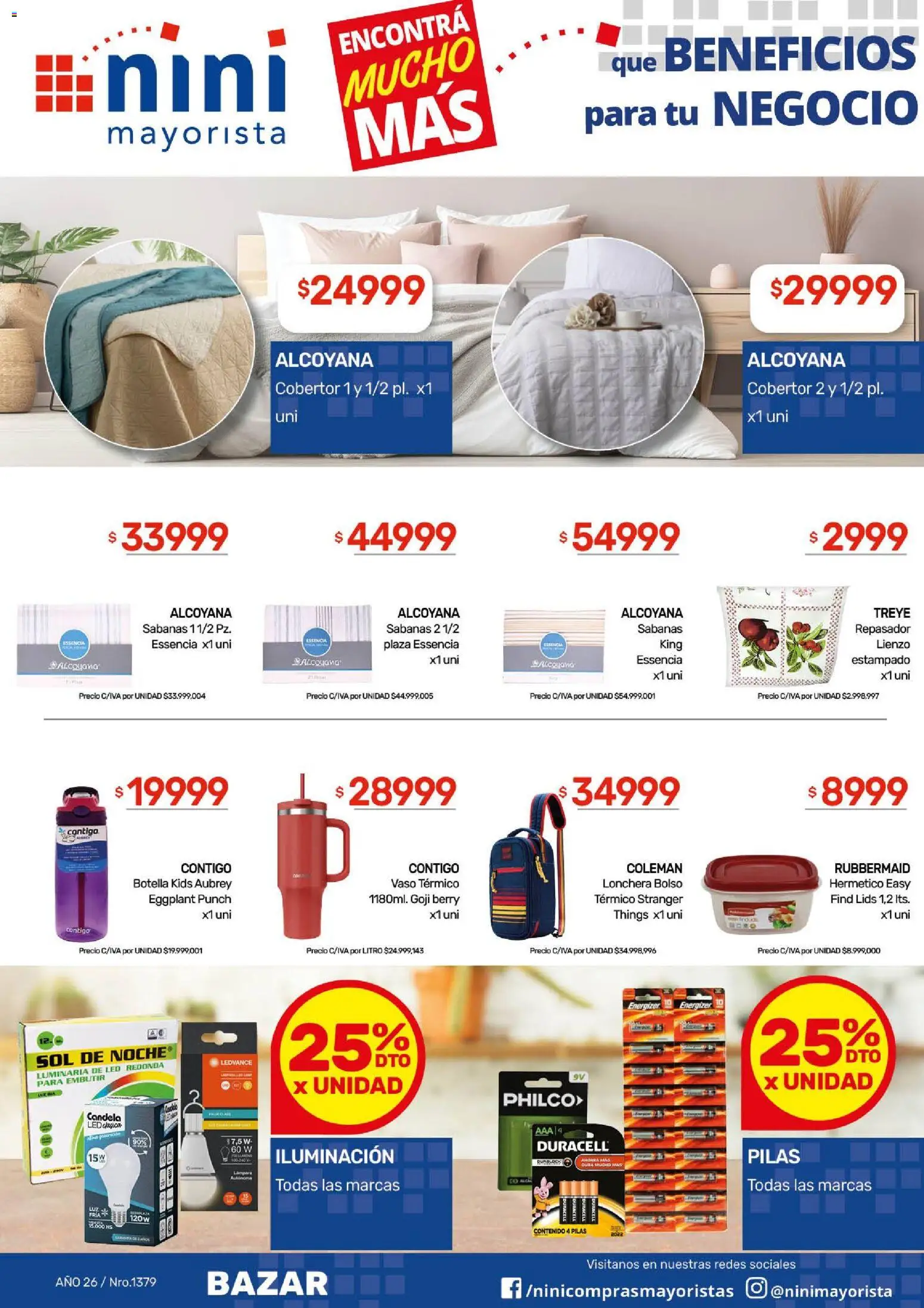 NINI Mayorista catálogo │ válido desde el 28/09/2026 | Página: 47 | Productos: Sabanas, Pilas, Repasador, Iluminación