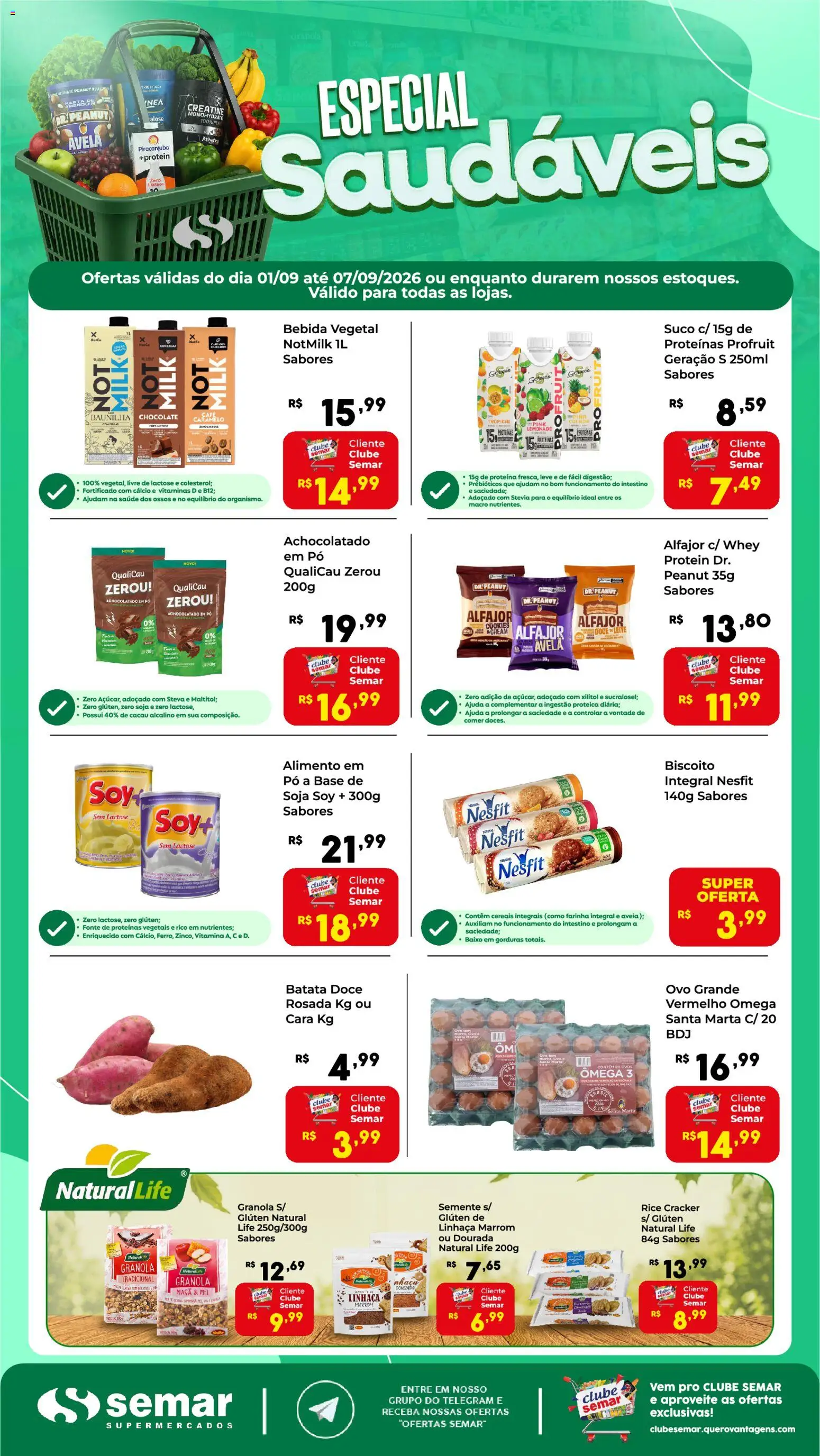Semar Supermercado Folheto - válido de 01/09/2026 | Página: 1 | Produtos: Achocolatado, Ovos, Suco, Mel