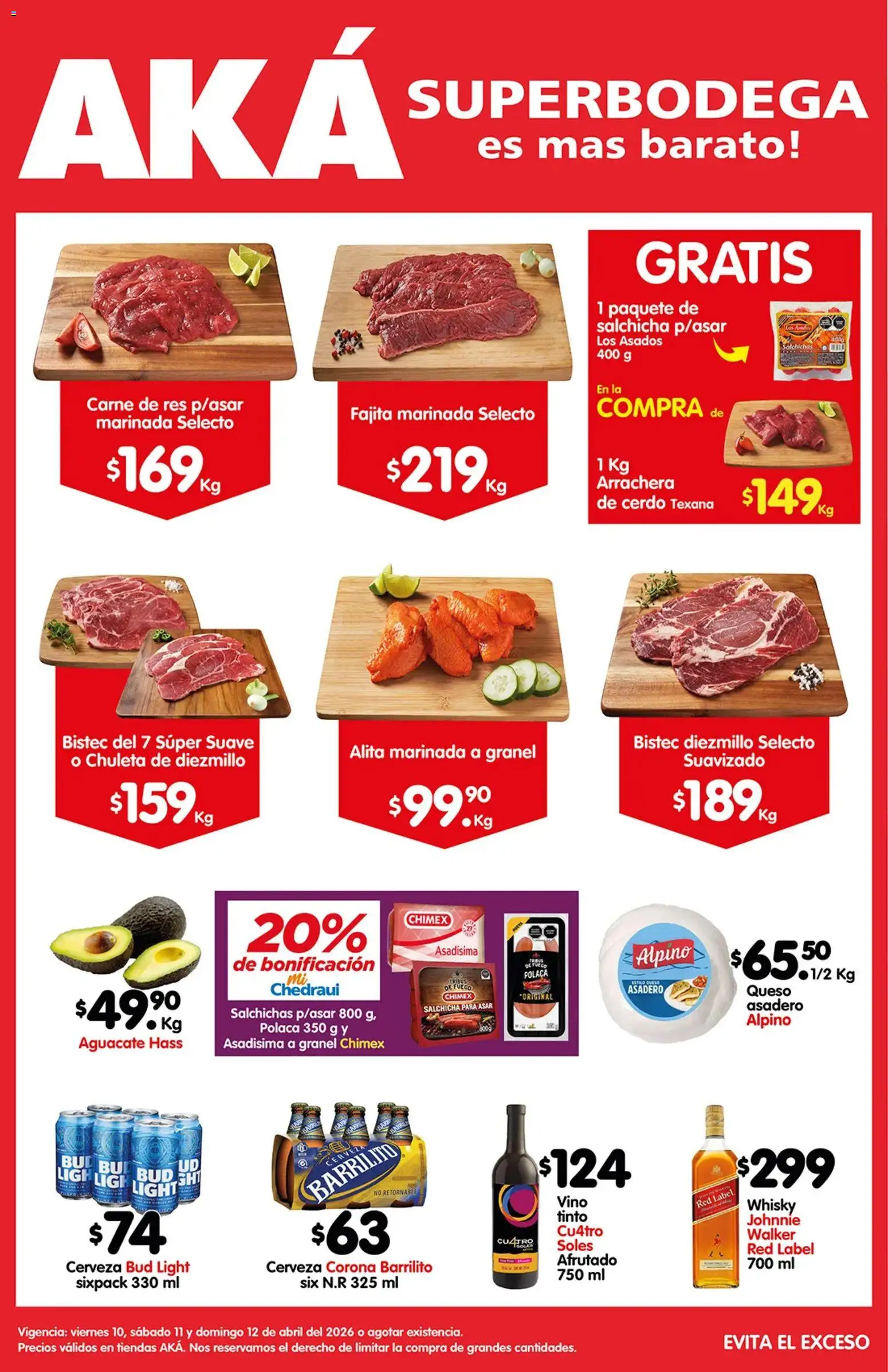 Nuevas ofertas de Arteli válidas en toda la República Mexicana desde el 10.04.2026. ¡Encuentra las mejores ofertas en Arteli folleto Carnita Asada Aká Superbodegas ! | Página: 1 | Productos: Salchicha, Queso, Aguacate, Cerveza