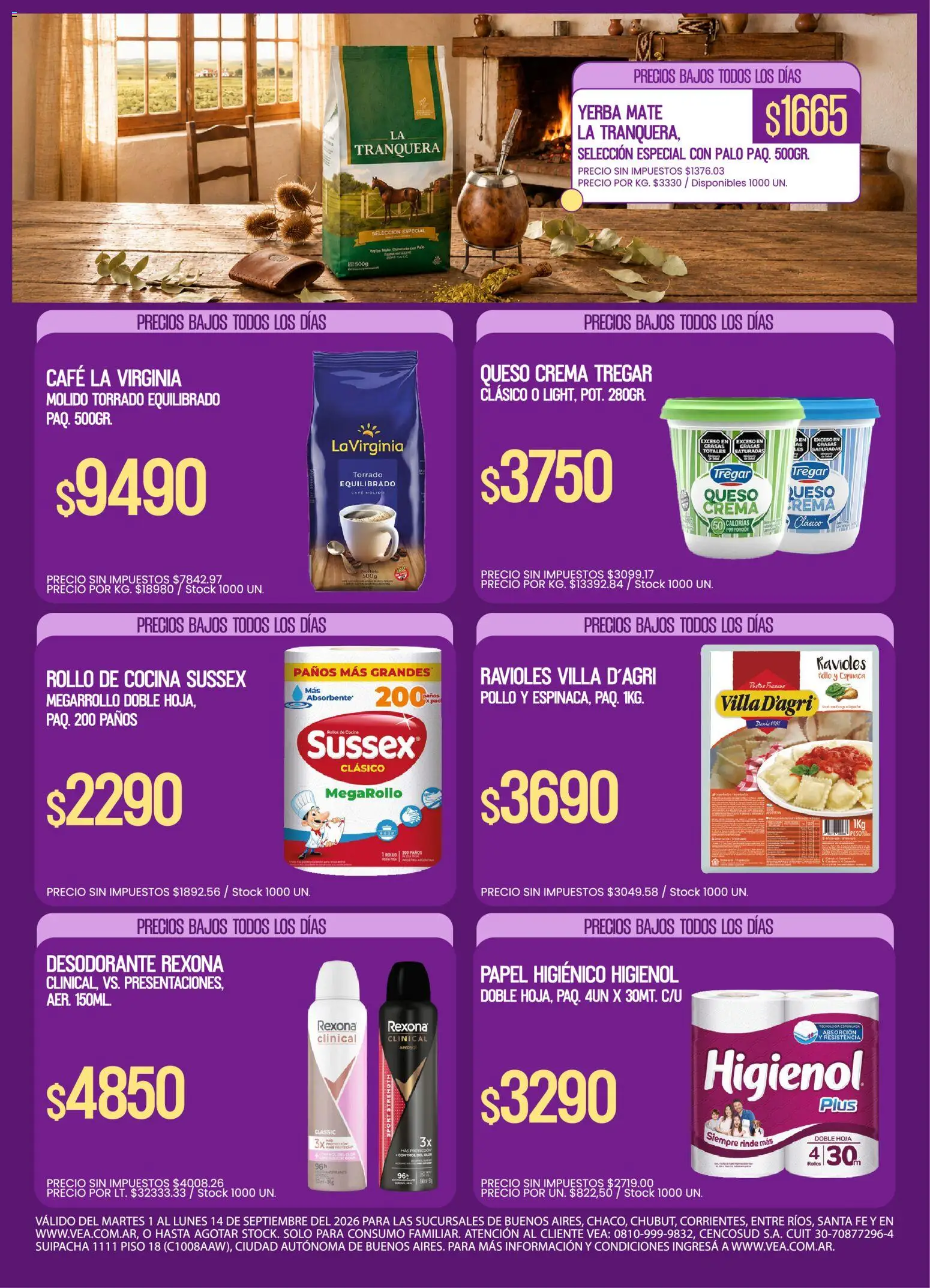 Vea - Precios bajos Todos los días │ válido desde el 01/09/2026 | Página: 2 | Productos: Yerba, Queso, Ravioles, Crema