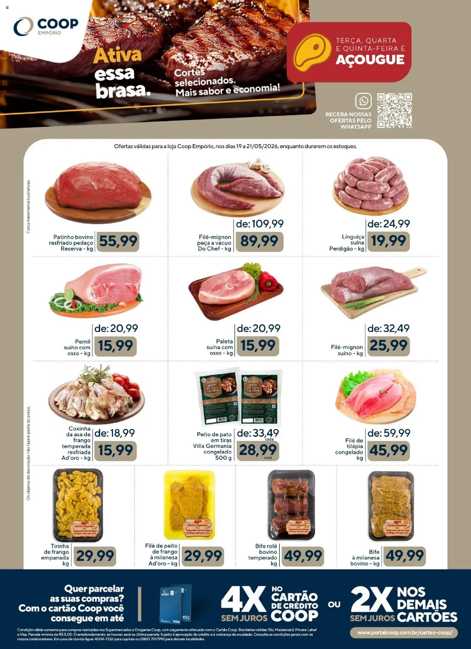 Coop Folheto - válido de 19.05.2026 | Página: 2 | Produtos: Linguiça, Pernil, Tilápia, Frango