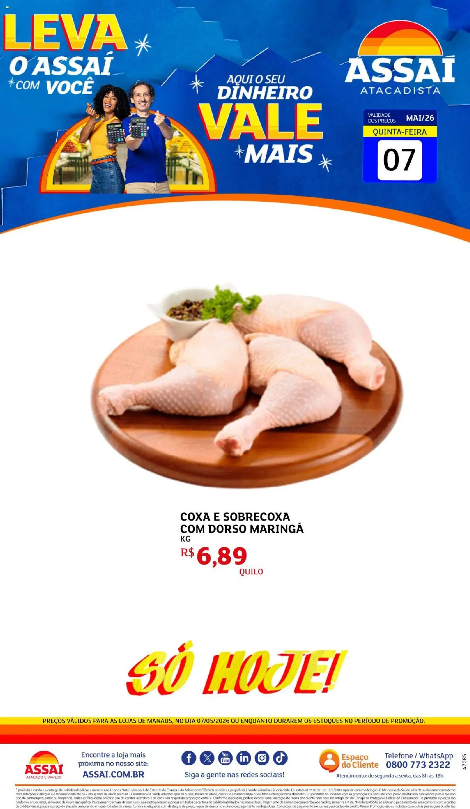 Assaí Atacadista Folheto - válido de 07.05.2026 | Página: 1 | Produtos: Pneus, Base, Bebida, Telefone