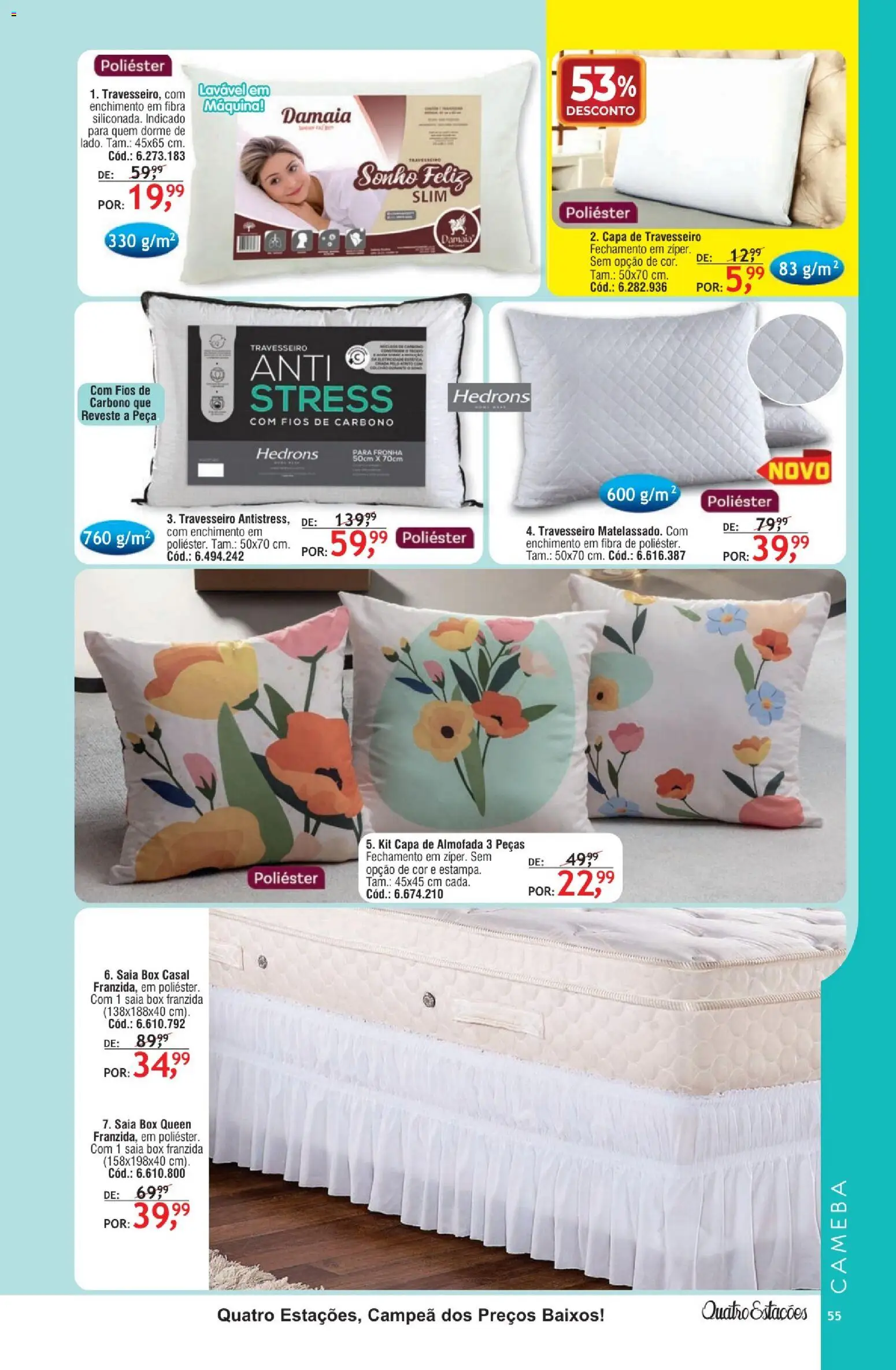 Quatro Estações Folheto - válido de 01.05.2026 | Página: 51 | Produtos: Almofada, Saia, Capa de travesseiro, Fronha
