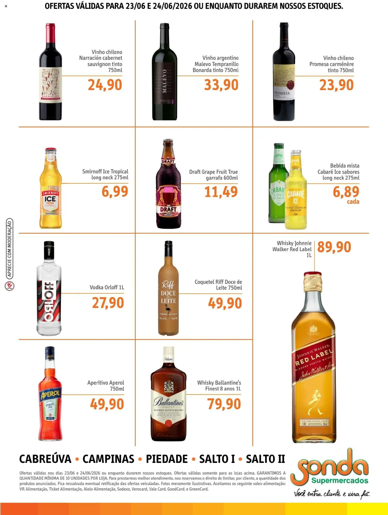 Sonda Folheto - válido de 23/06/2026 | Página: 4 | Produtos: Whisky, Leite, Bebida, Doce de leite