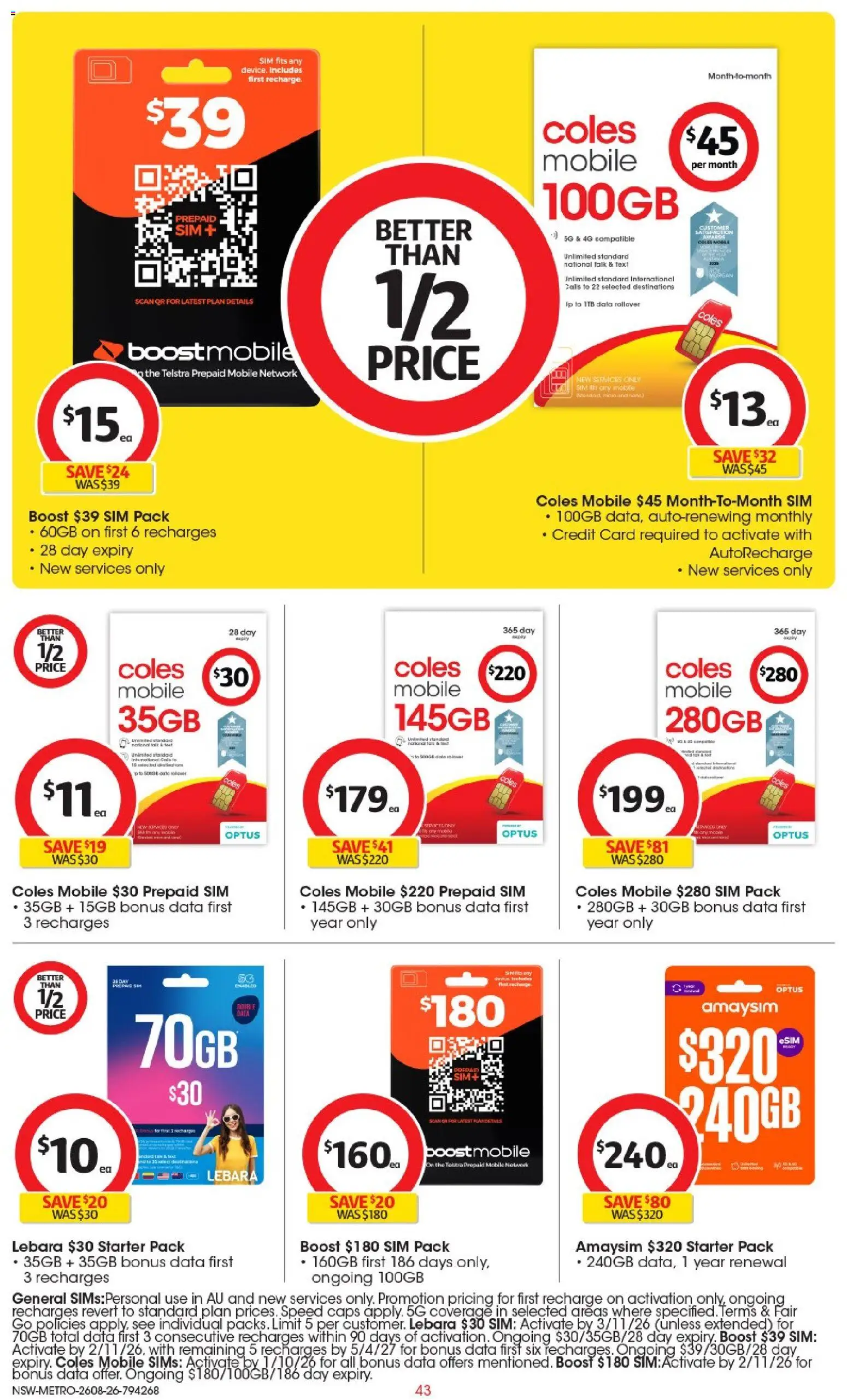 Coles catalogue - valid from 26/08/2026 | Page: 43 | Products: Mobile