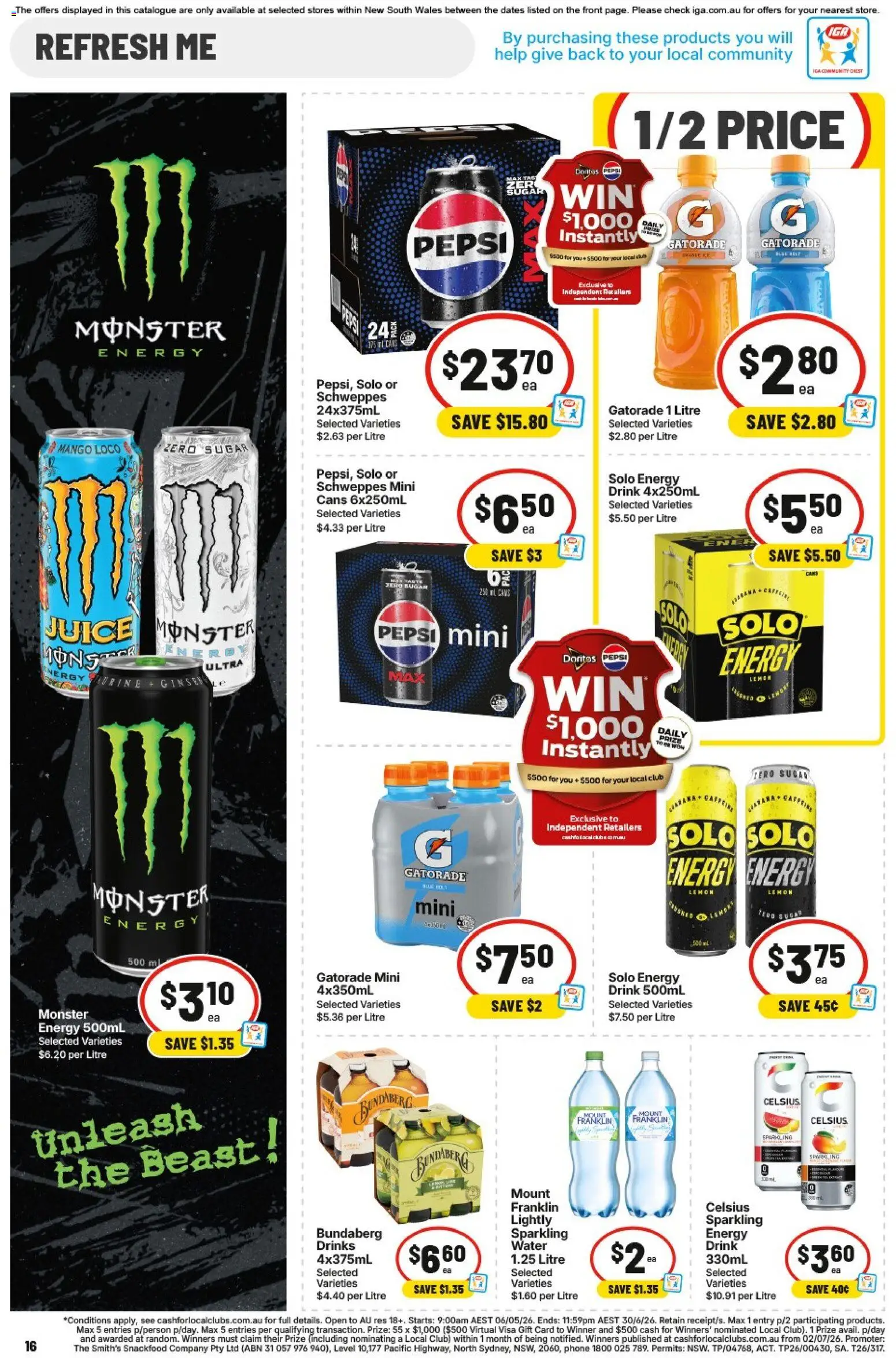 IGA catalogue - valid from 03.06.2026 | Page: 16 | Products: Juice, Pepsi, Water, Mango