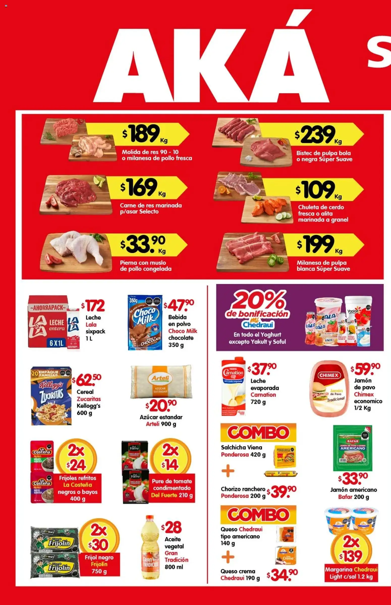 Nuevas ofertas de Arteli válidas en toda la República Mexicana desde el 10/08/2026. ¡Encuentra las mejores ofertas en Arteli folleto Aká Superbodegas! | Página: 1 | Productos: Queso crema, Aceite, Chocolate, Res