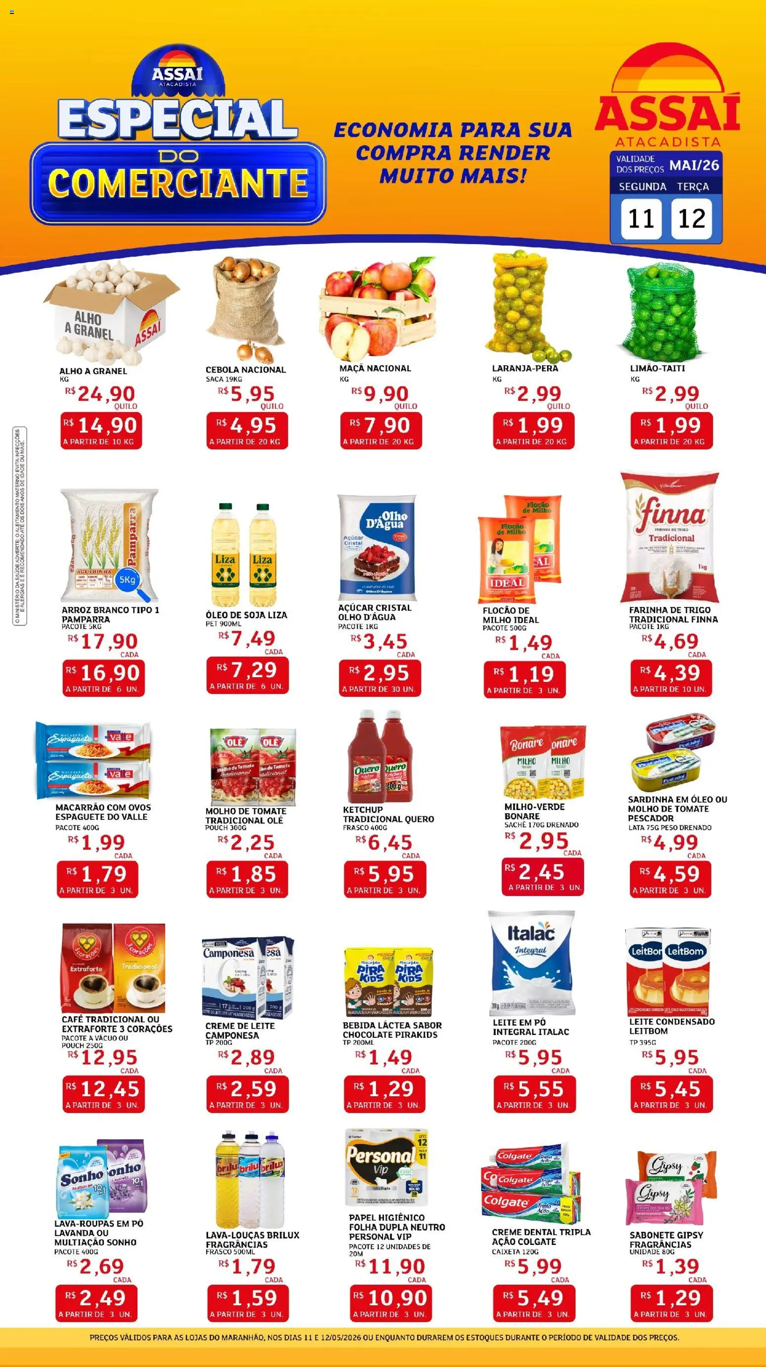 Assaí Atacadista Folheto - válido de 11.05.2026 | Página: 1 | Produtos: Molho de tomate, Farinha de trigo, Ketchup, Creme de leite