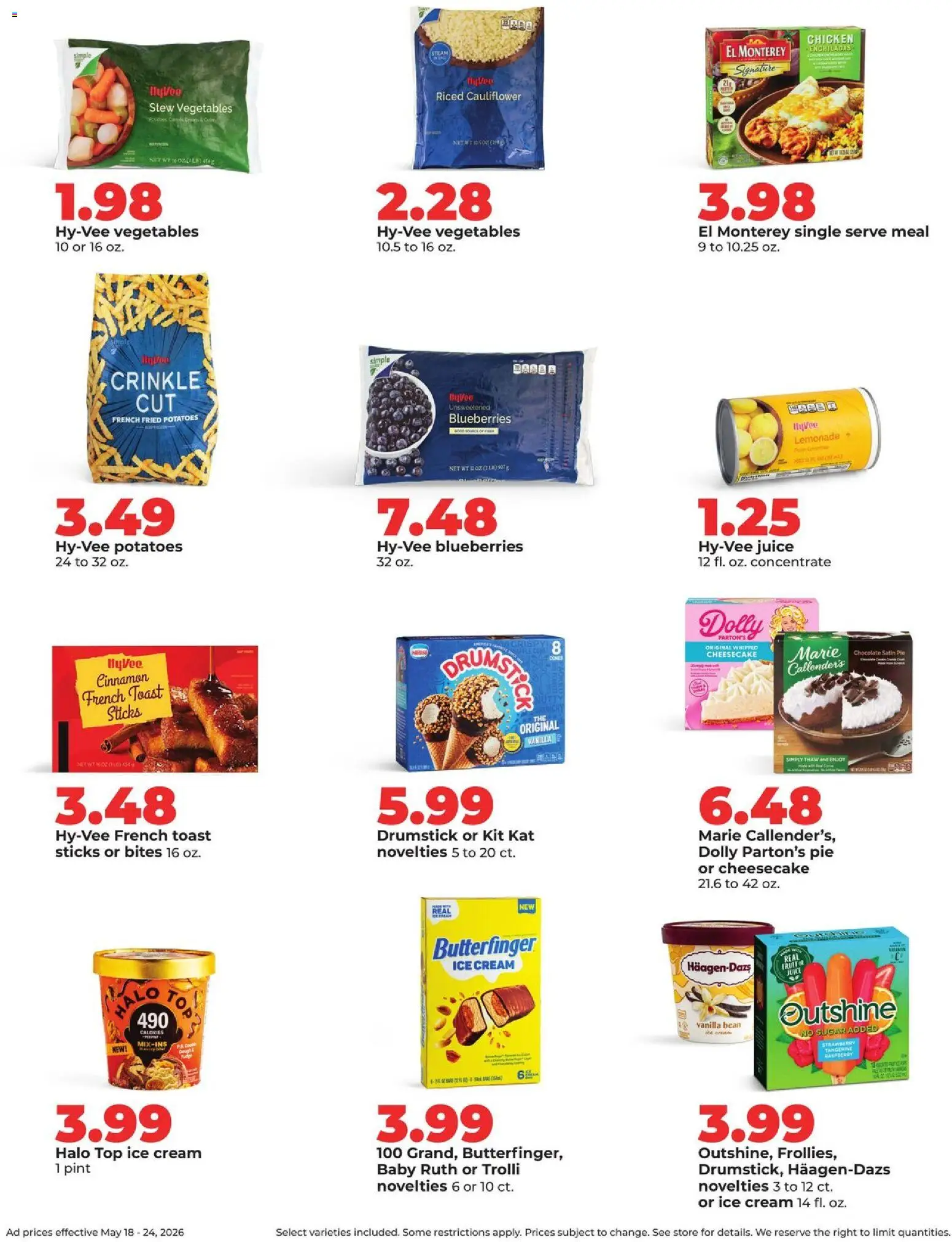 HyVee Weekly Ad - valid from 18.05.2026 | Page: 35 | Products: Ice cream, Potatoes, Vegetables, Cheesecake