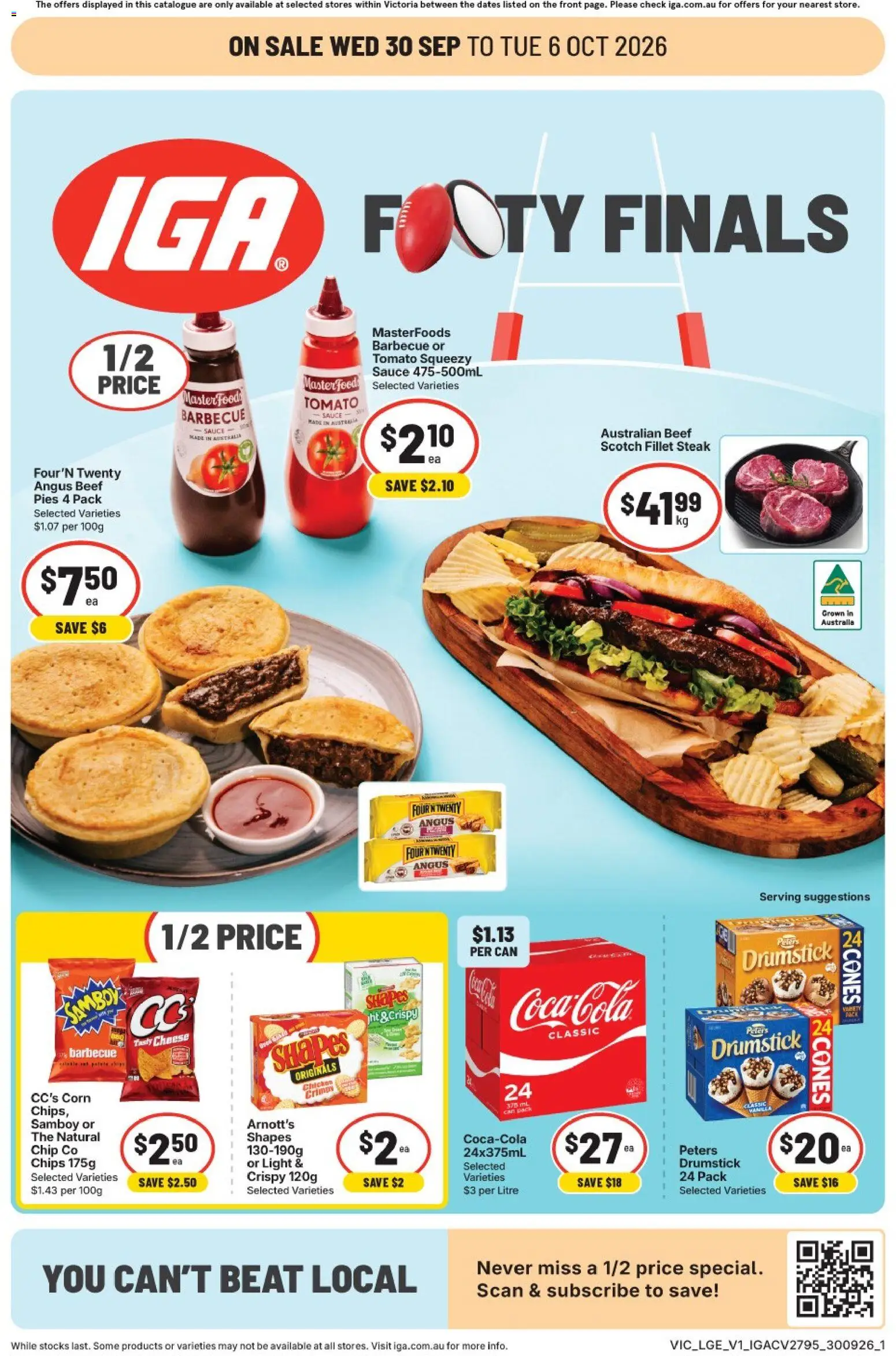 IGA catalogue - valid from 30/09/2026 | Page: 1 | Products: Corn, Beef, Chips, Sauce