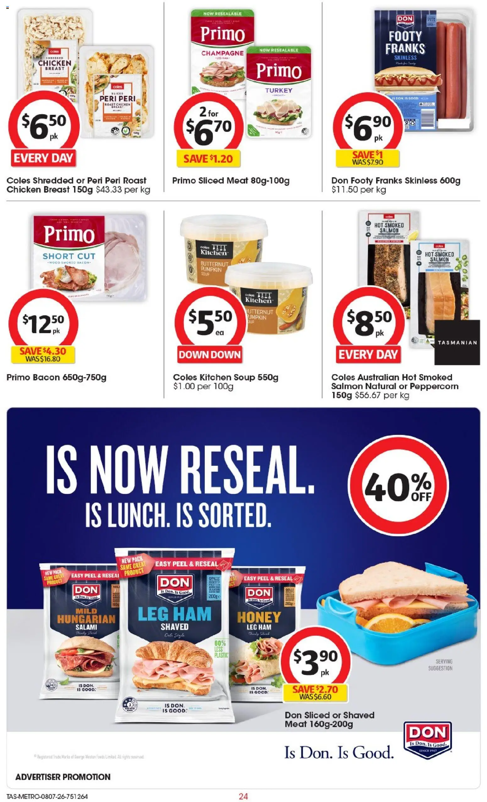 Coles catalogue - valid from 08/07/2026 | Page: 24 | Products: Salami, Chicken, Turkey, Pumpkin