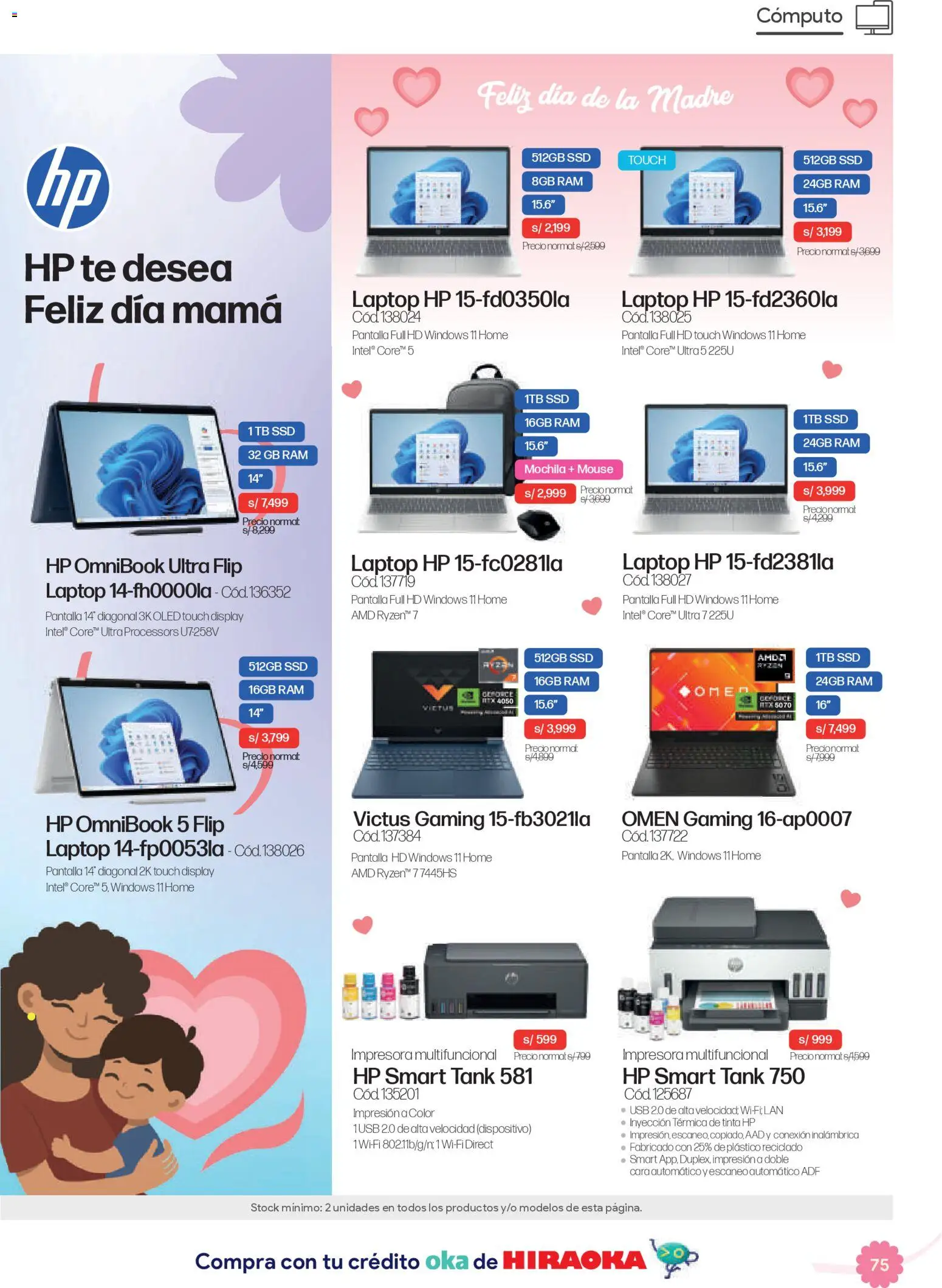 Catálogo Hiraoka válido desde 25.04.2026 | Página: 75 | Productos: Mochila, Impresora, Mouse, USB