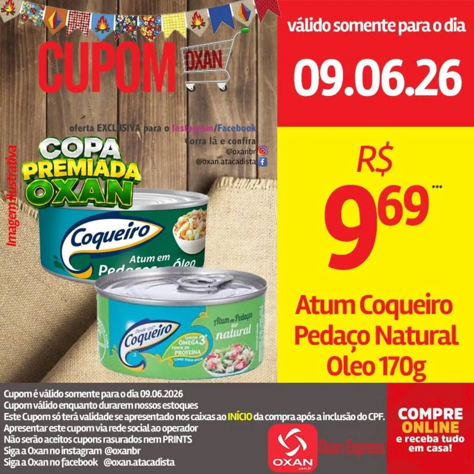 Oxan Atacadista Folheto - válido de 09.06.2026 | Página: 9 | Produtos: Ômega 3, Óleo, Copa, Atum