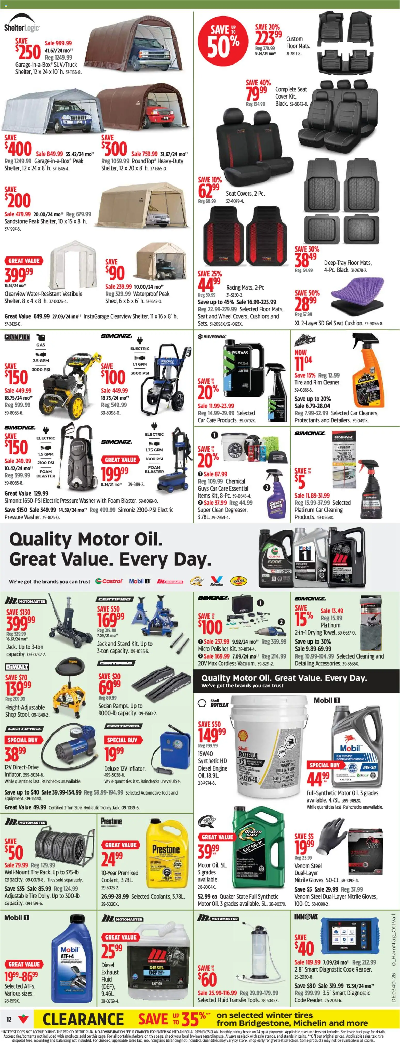 Canadian Tire flyer valid from Oct 1, 2026 | Page: 12 | Products: Foam, Tools, Oil